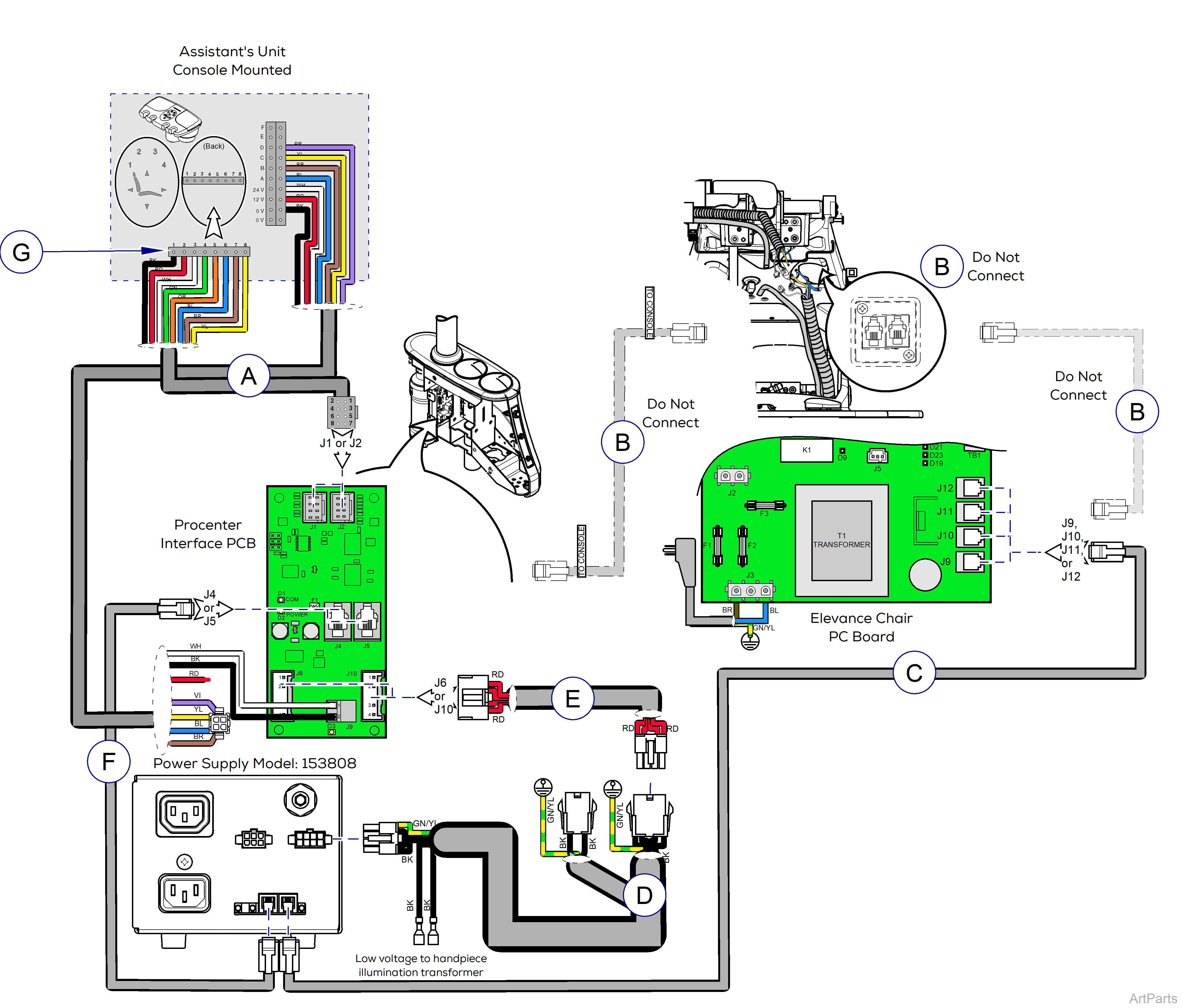 Procenter, Console/LR Mounted on Elevance® Chair Wiring Diagram