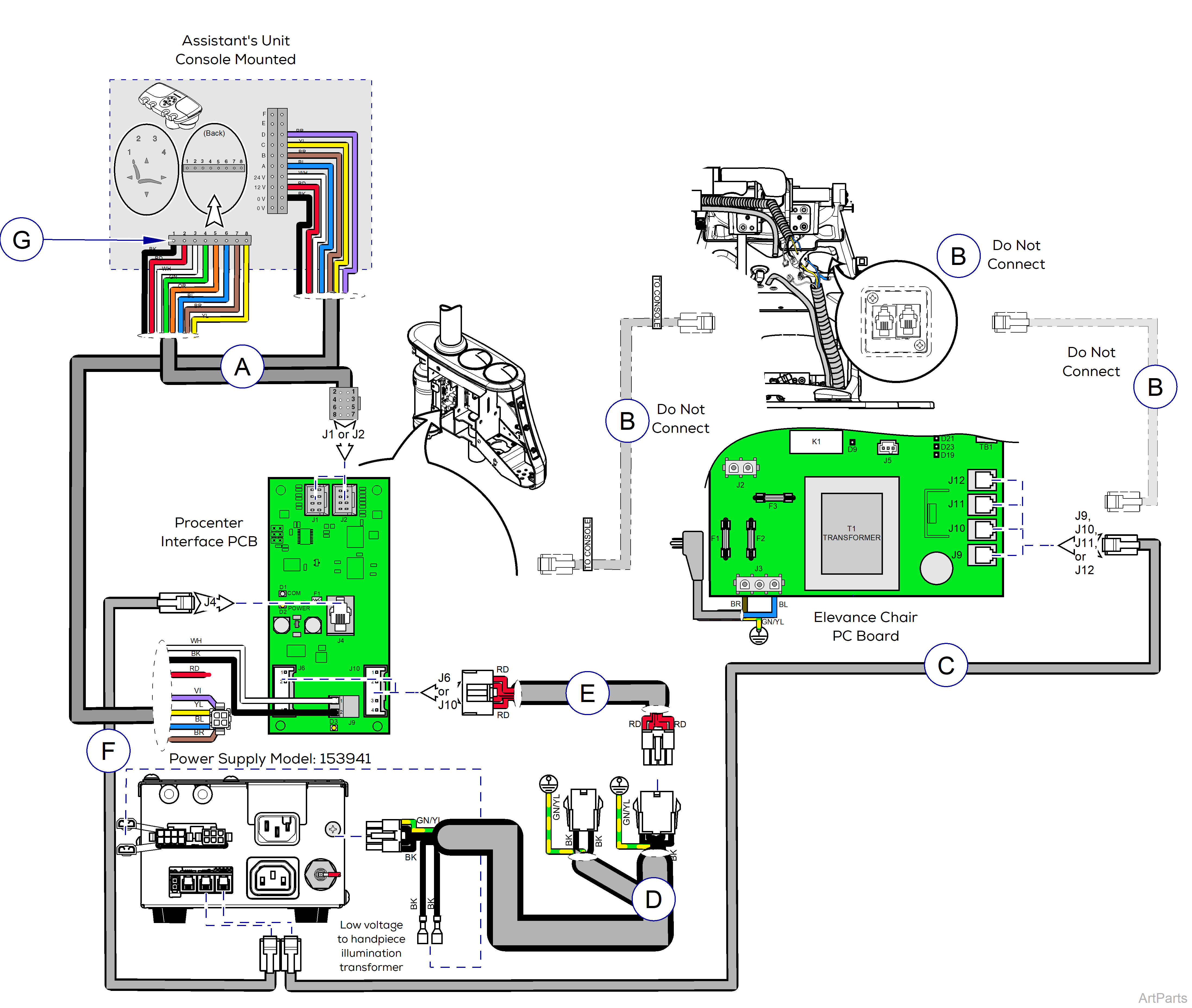 Procenter, Console/LR Mounted on Elevance® Chair Wiring Diagram