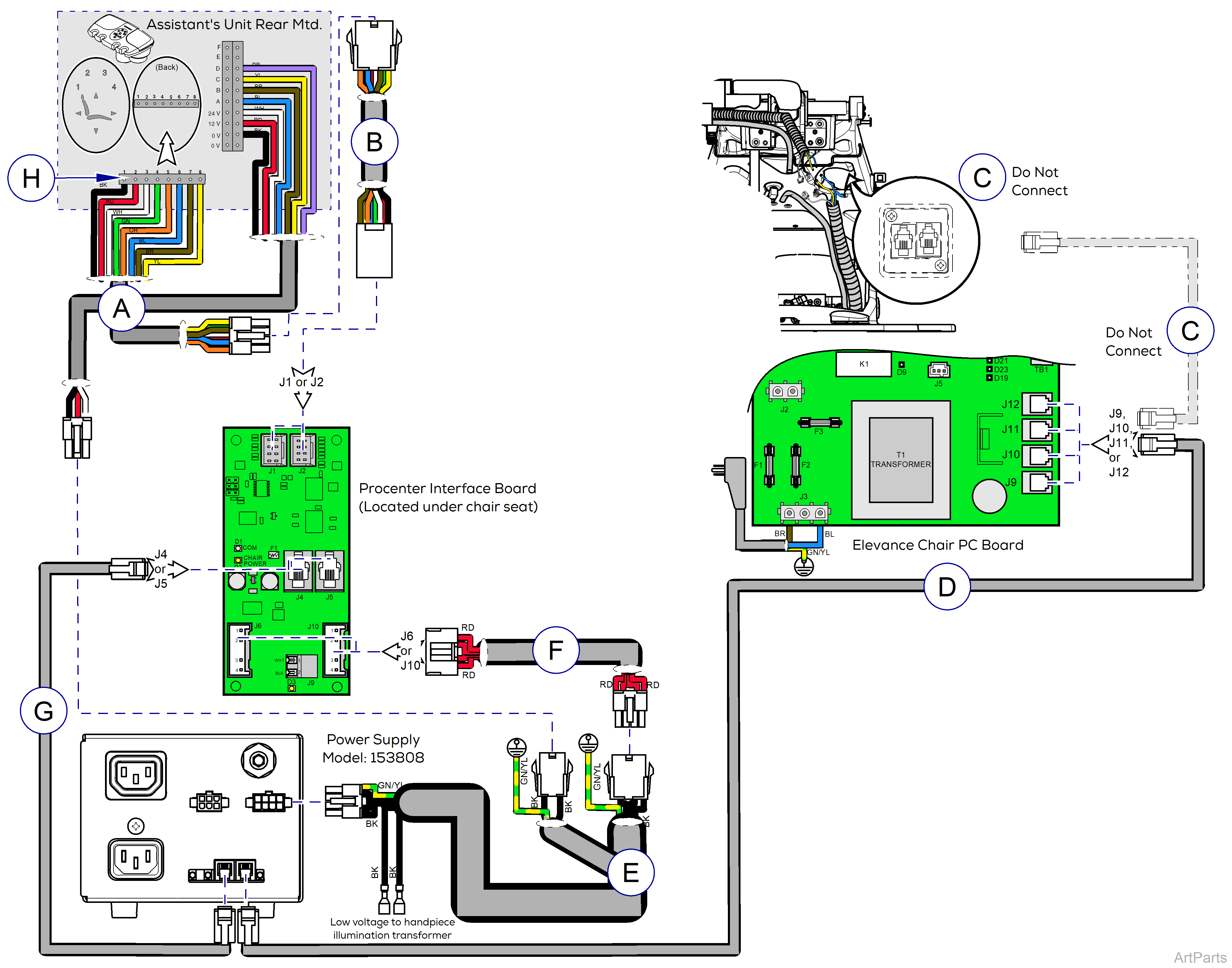 Procenter, Console/LR Mounted on Elevance® Chair Wiring Diagram