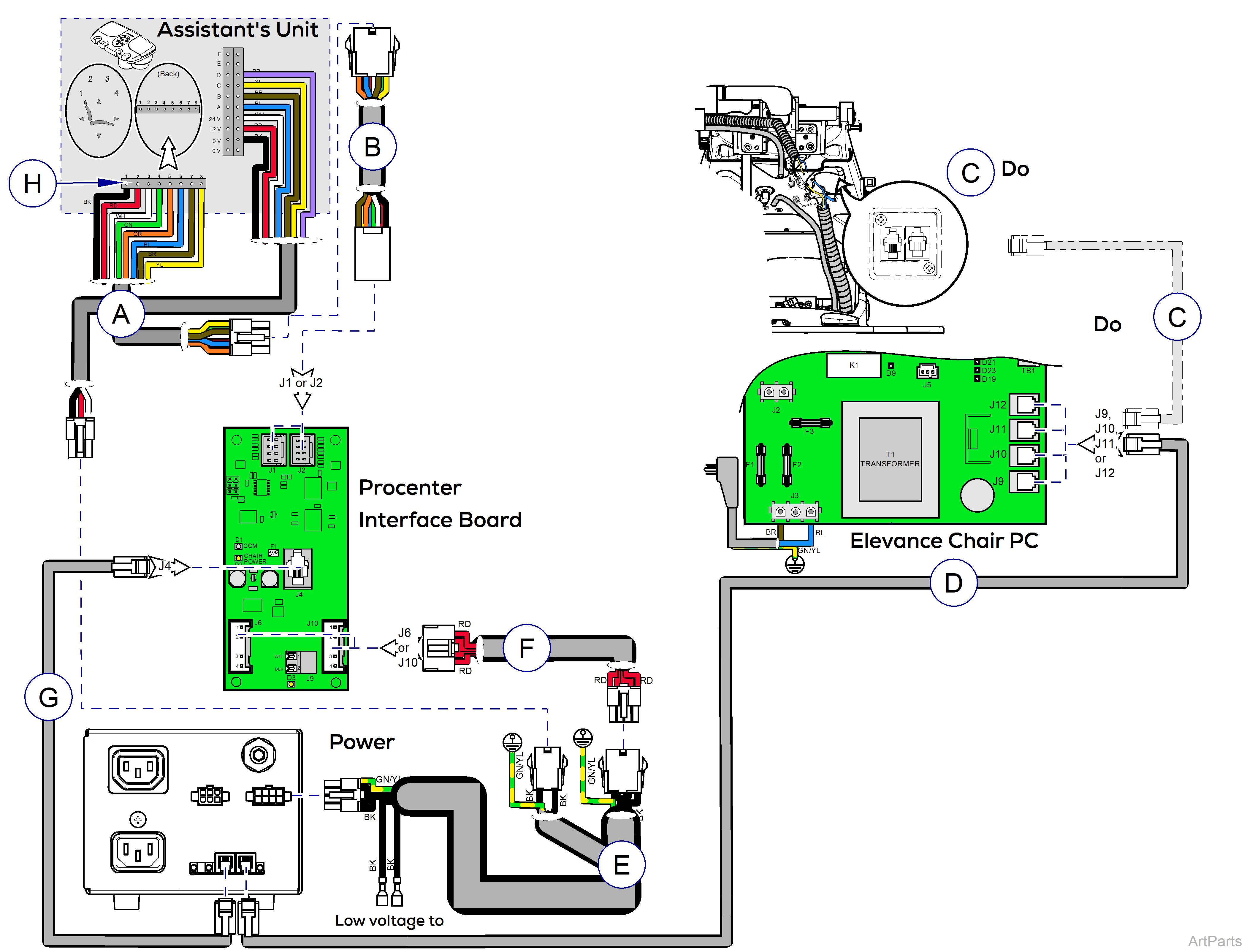 Procenter, Console/LR Mounted on Elevance® Chair Wiring Diagram