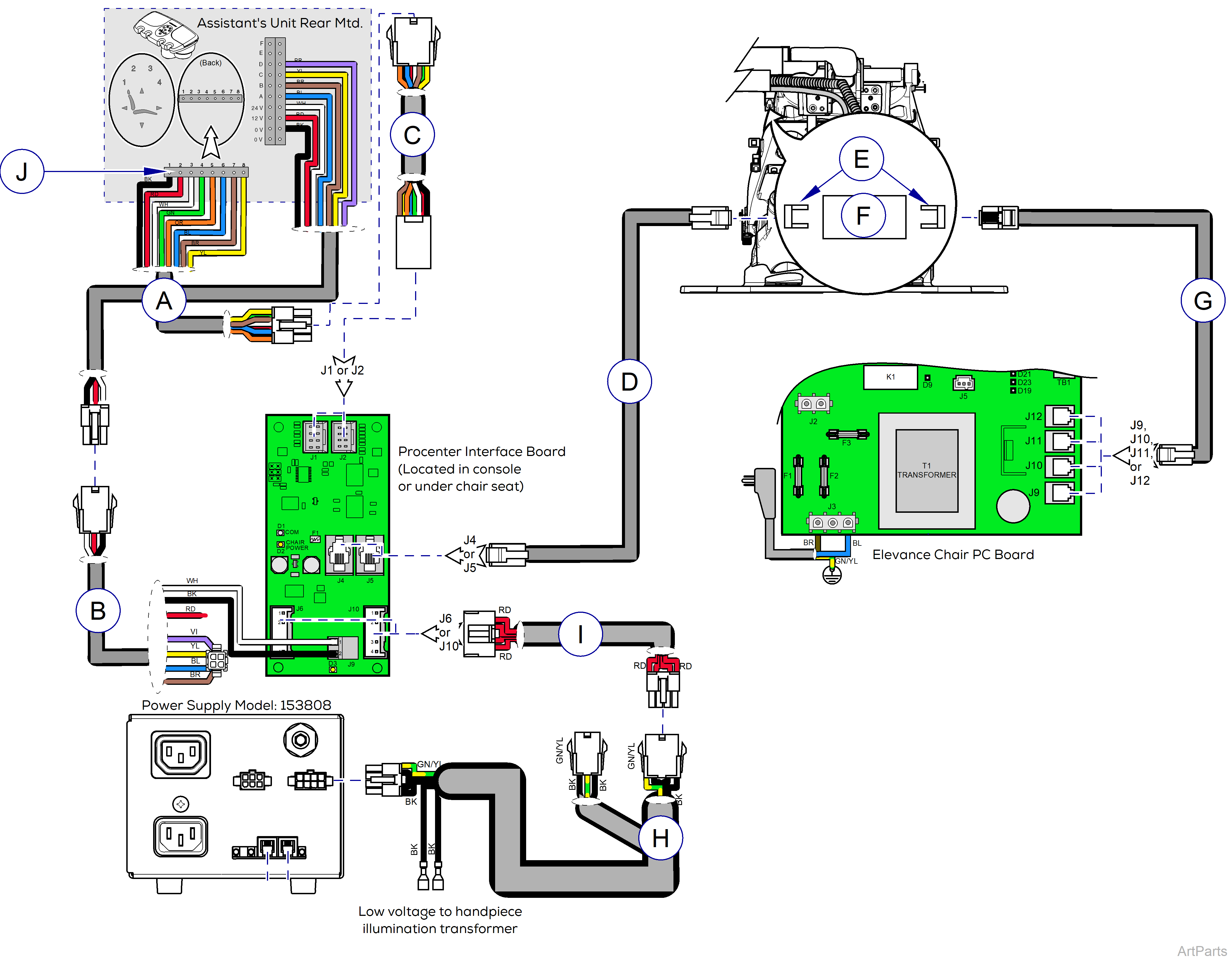 Procenter, Console/LR Mounted on Elevance® Chair Wiring Diagram