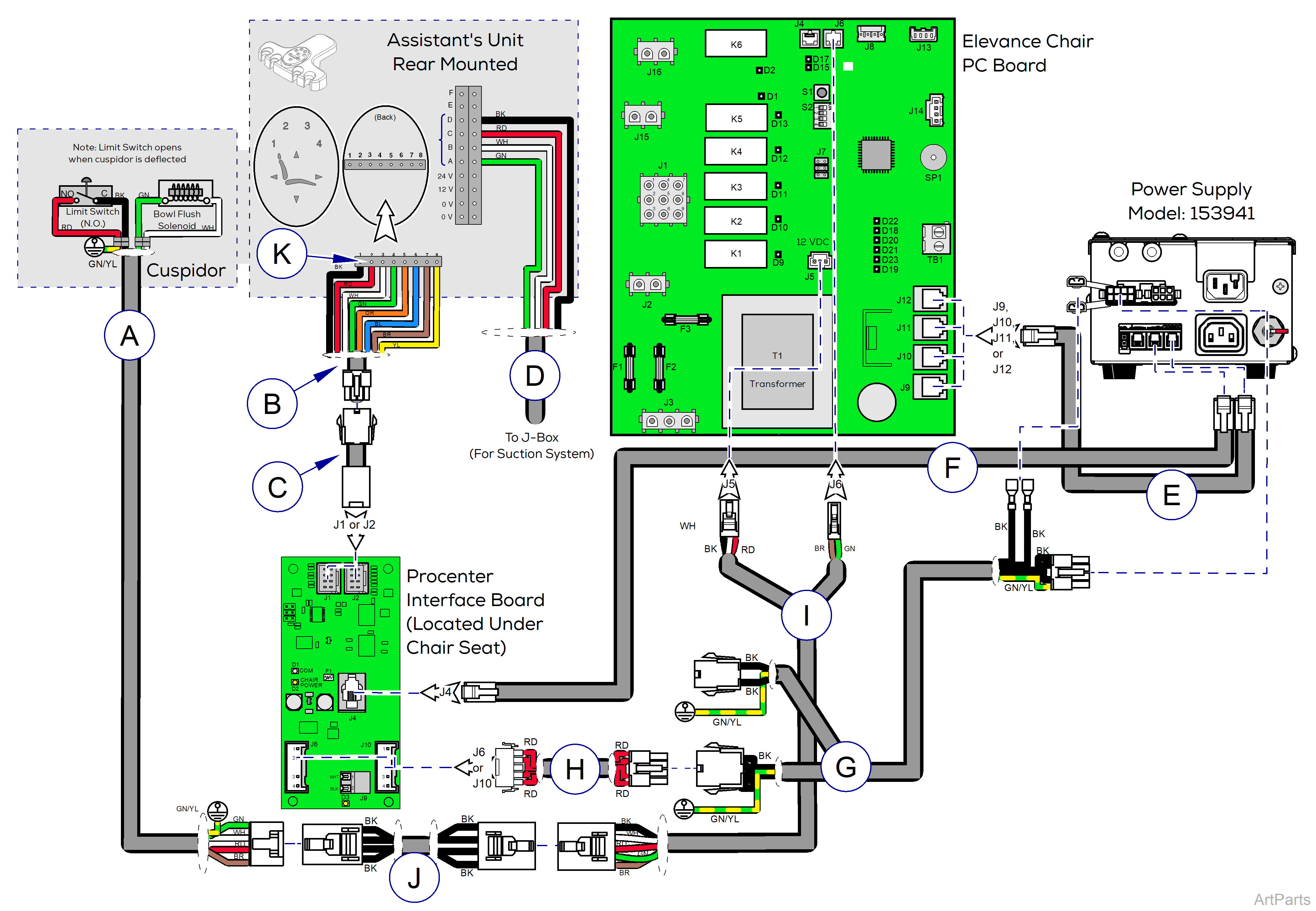 Procenter, Console/LR Mounted on Elevance® Chair Wiring Diagram