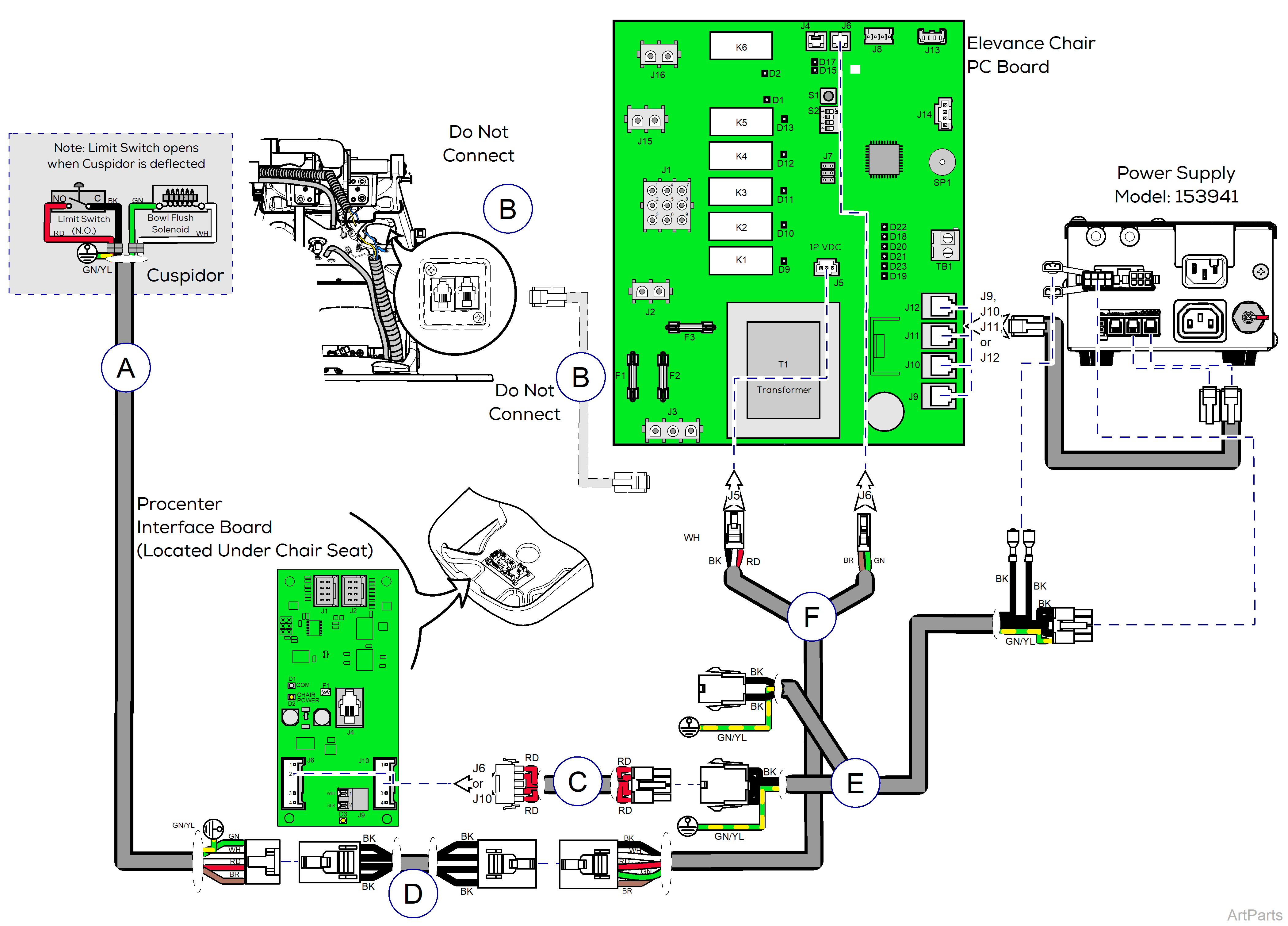 Procenter, Console/LR Mounted on Elevance® Chair Wiring Diagram