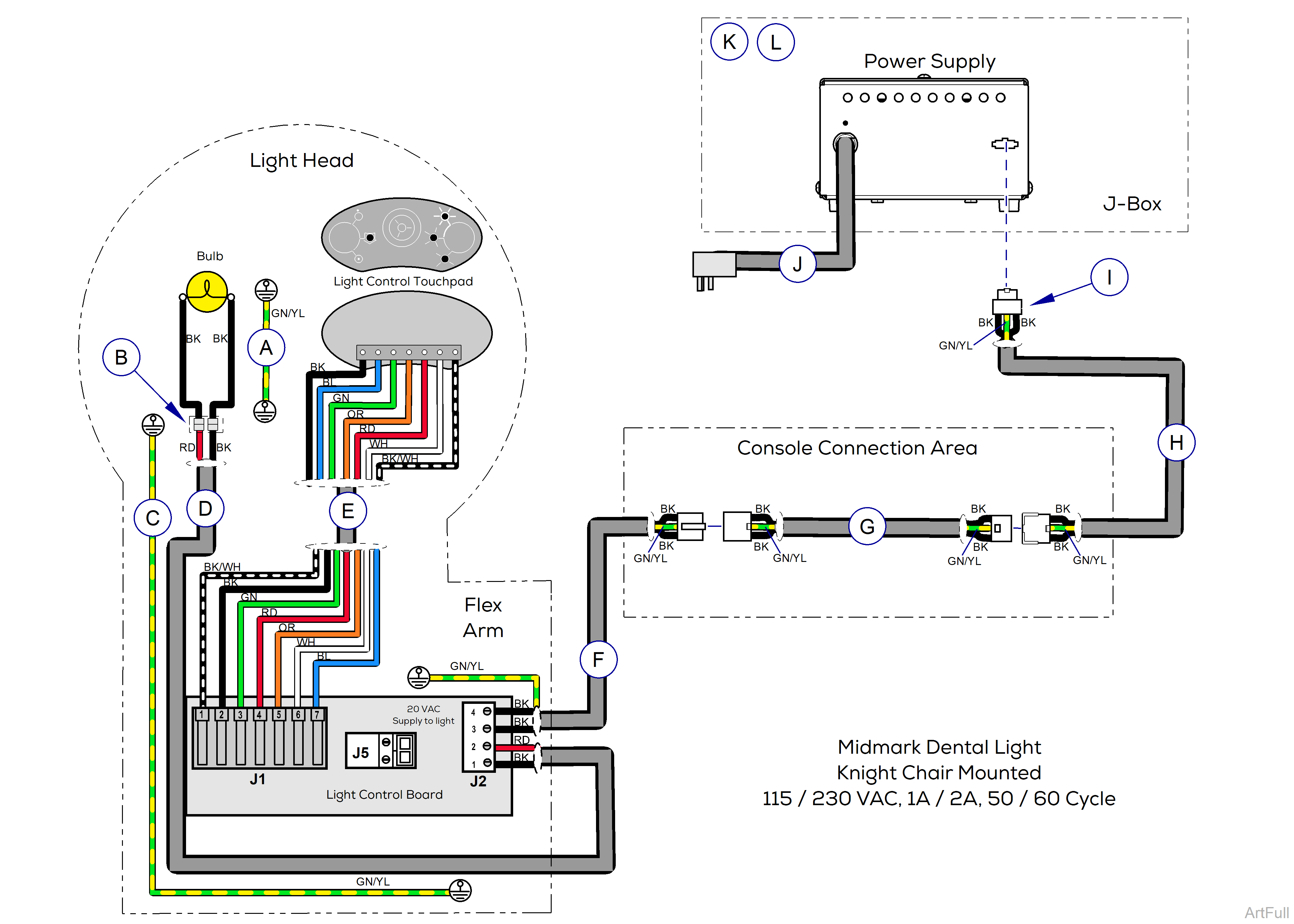 Midmark® Dental Halogen Light Wiring Diagram