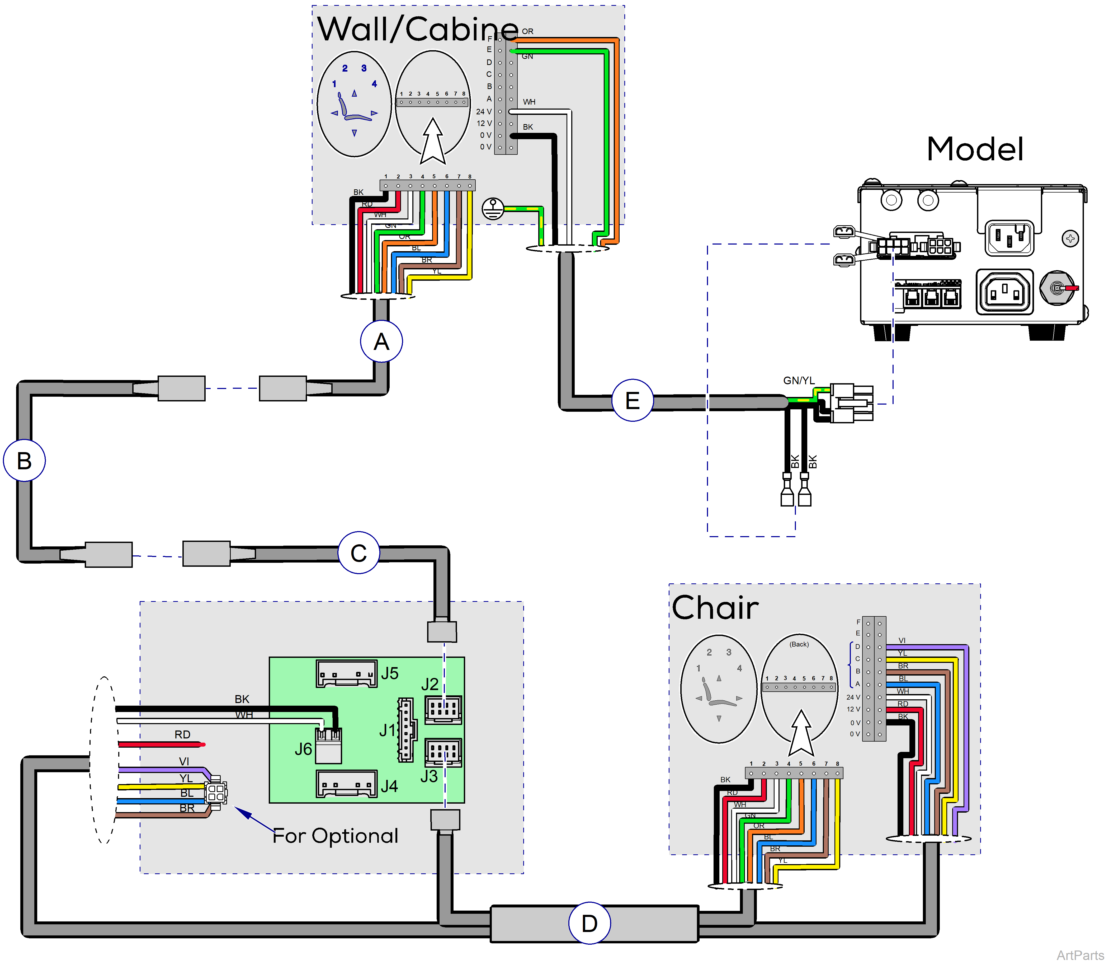 Procenter, Wall/Cabinet Mounted Wiring Diagram