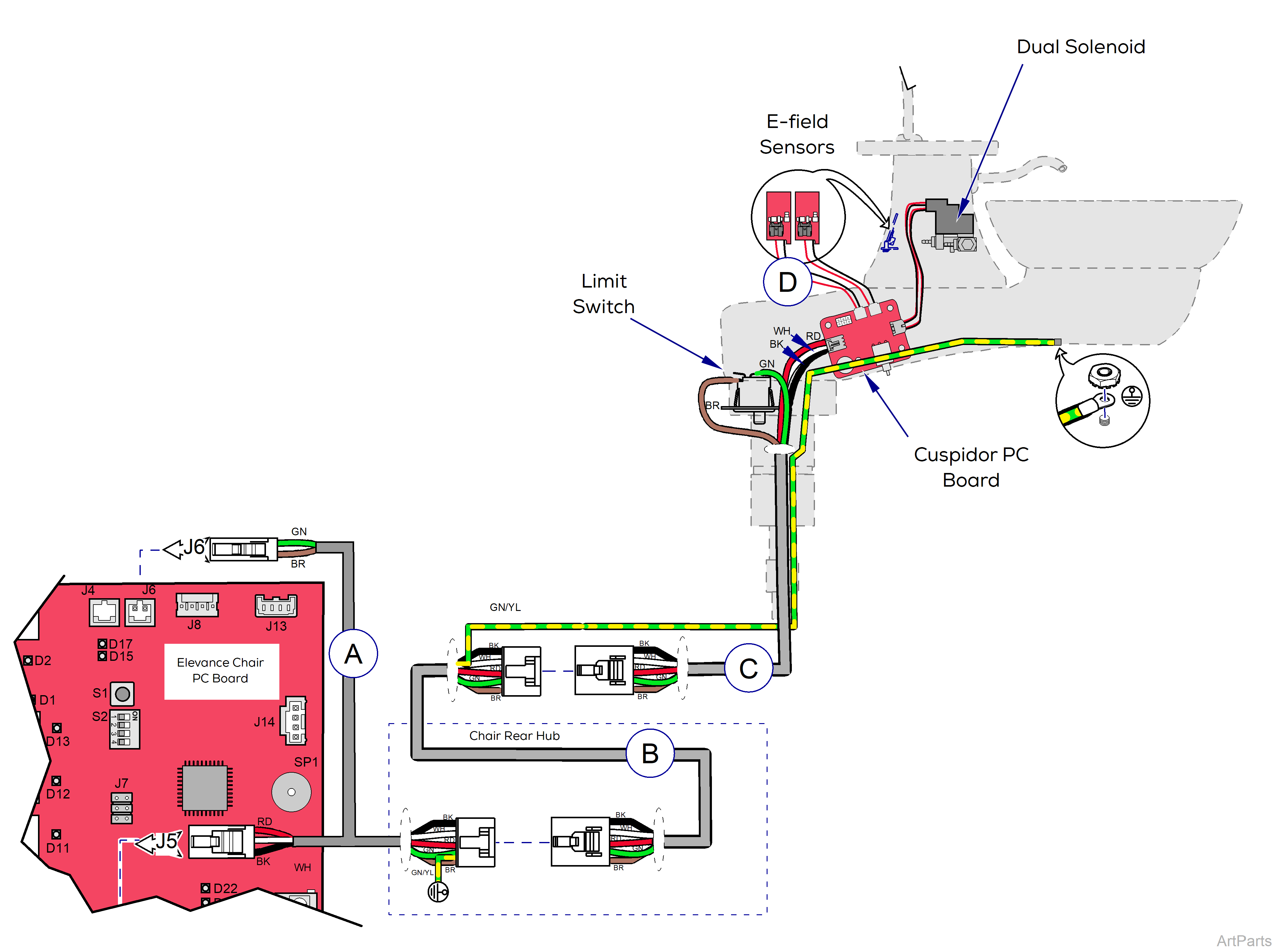 Elevance® Delivery, Console/LR Mounted on Elevance® Dental Chair Wiring Diagram