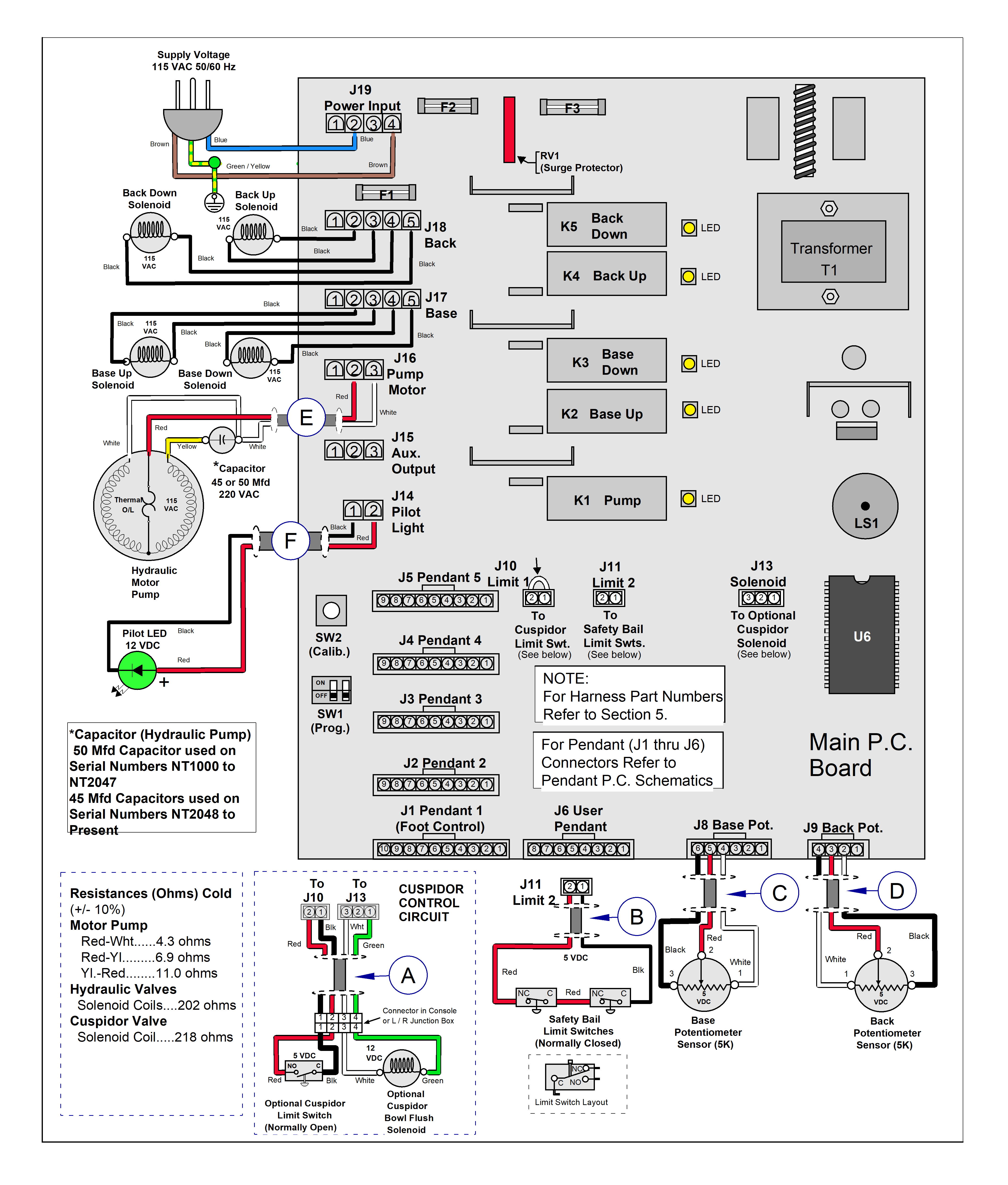 Midmark® Ultra-Series Dental Chair PCB and Related Circuitry