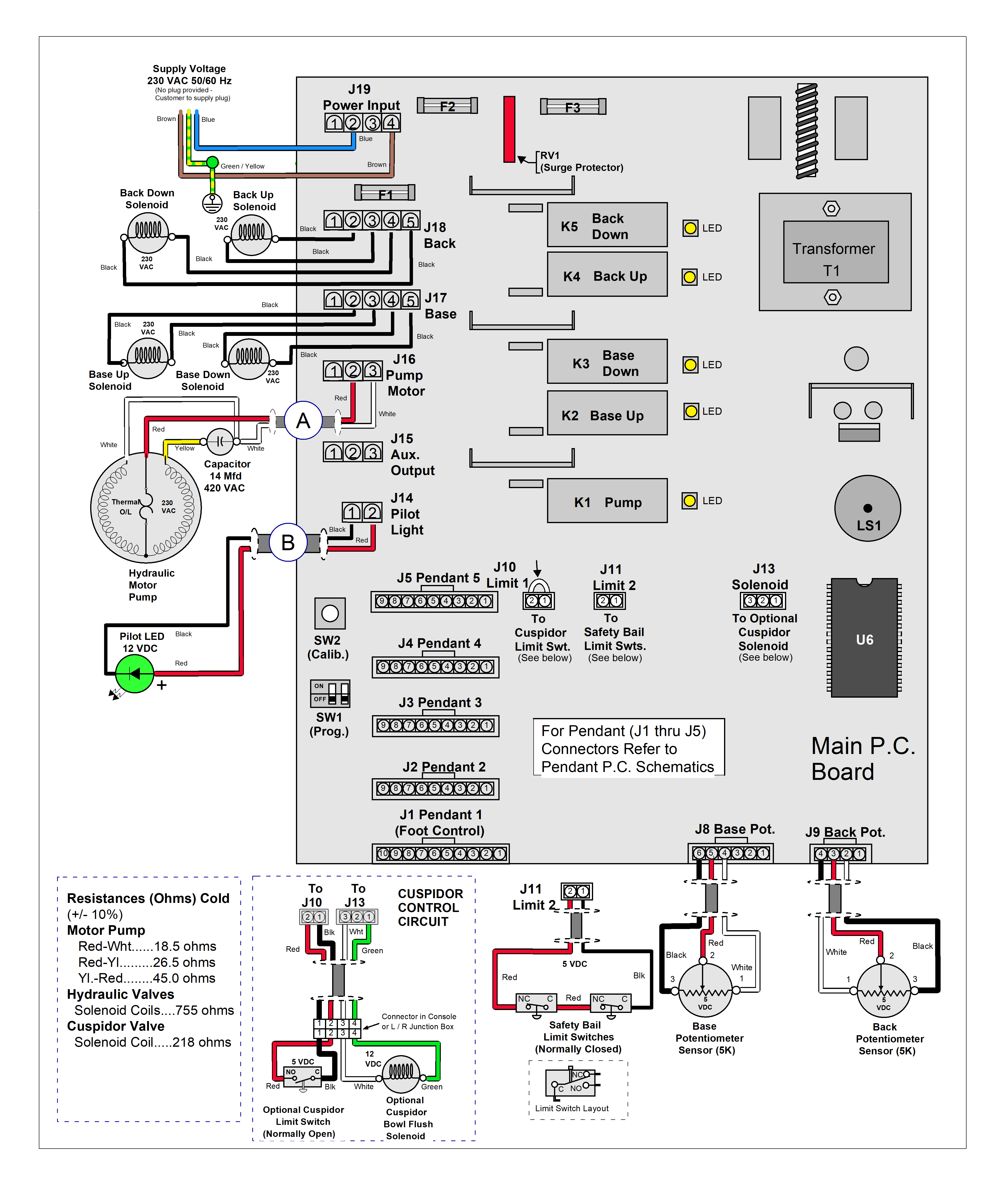 Midmark® Ultra-Series Dental Chair PC Board and Related Circuitry