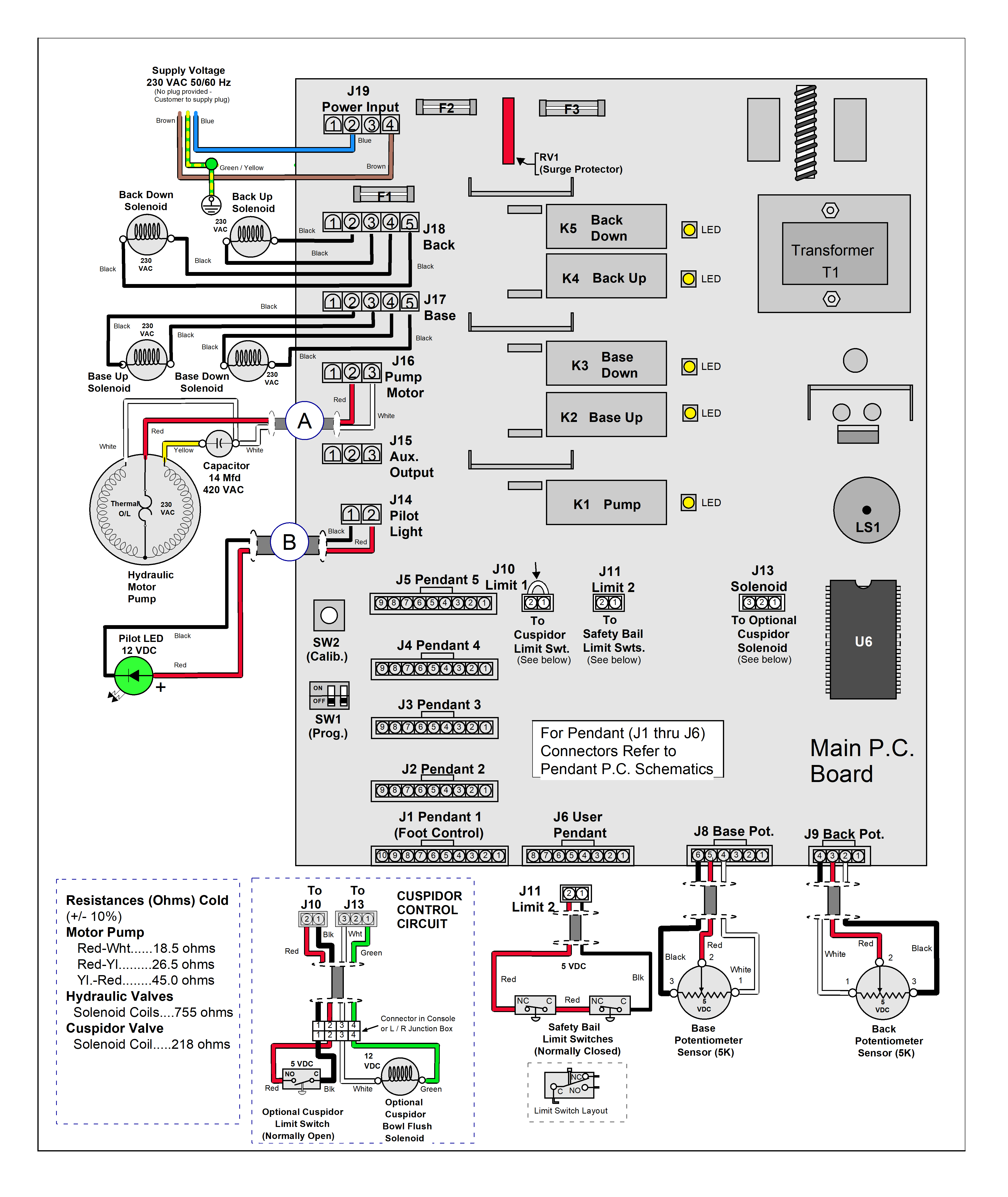 Midmark® Ultra-Series Dental Chair PC Board and Related Circuitry