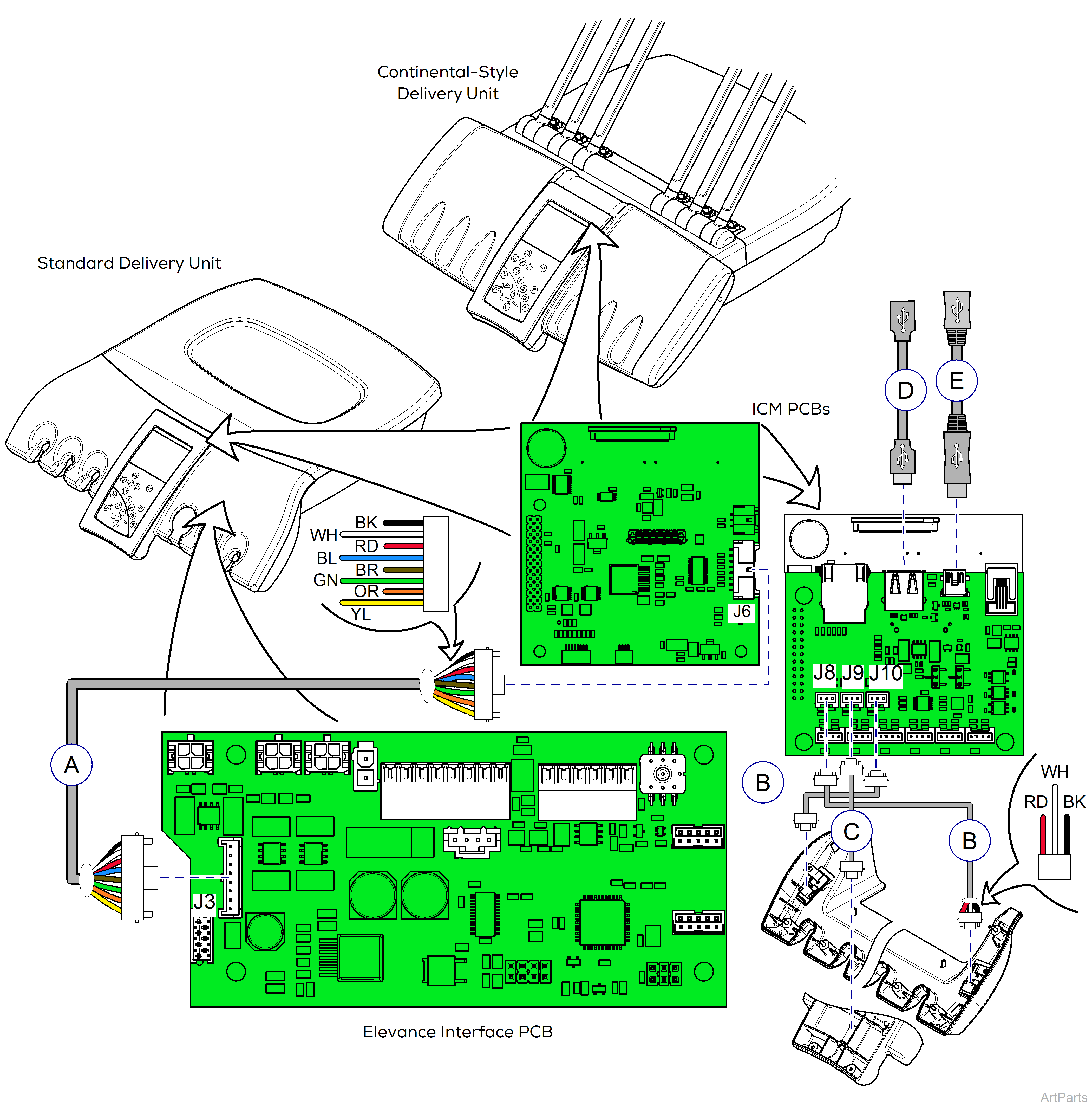 Elevance® Delivery, Console/LR Mounted on Elevance® Dental Chair Wiring Diagram