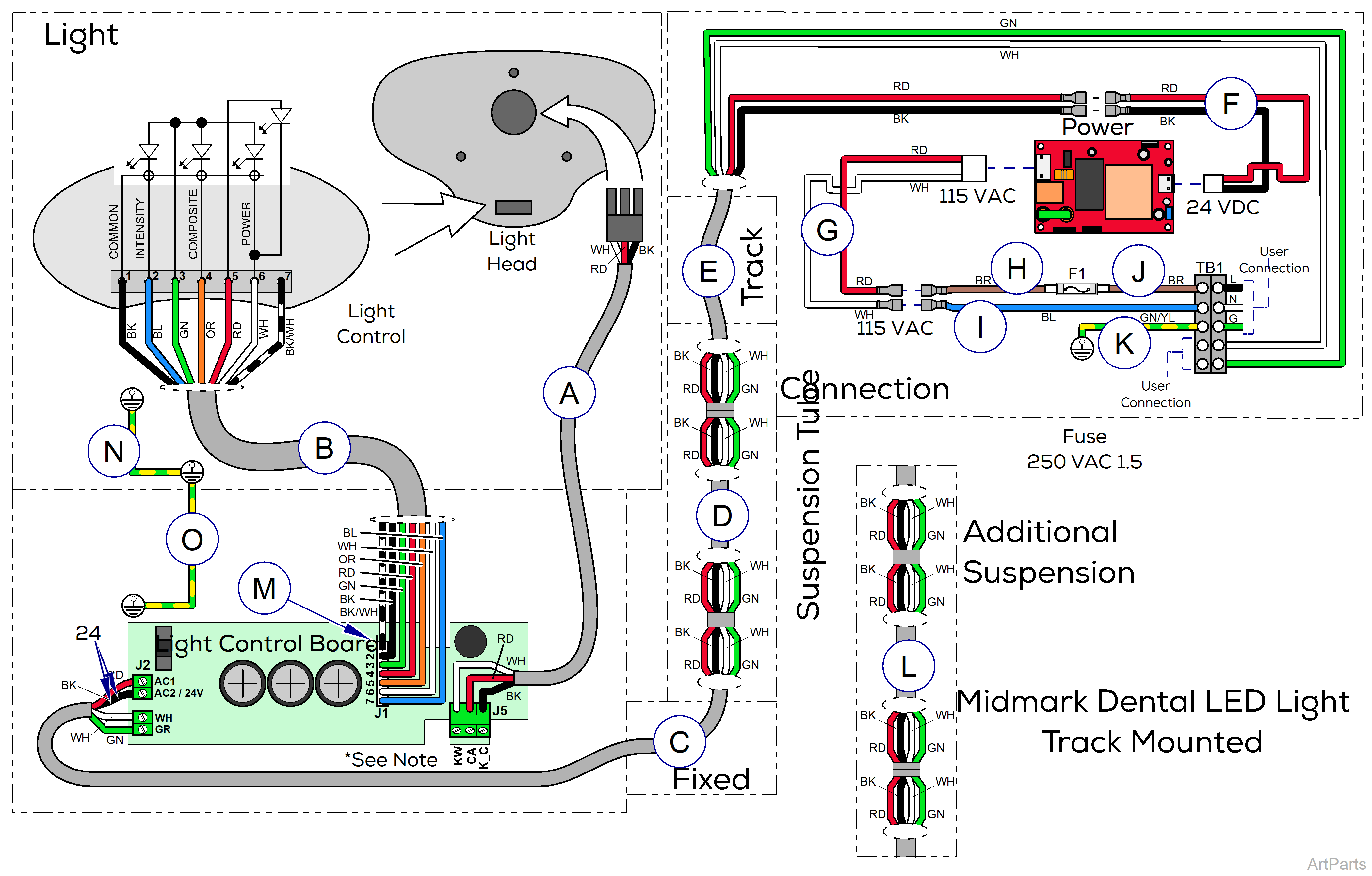 Midmark® Dental LED Light Wiring Diagram