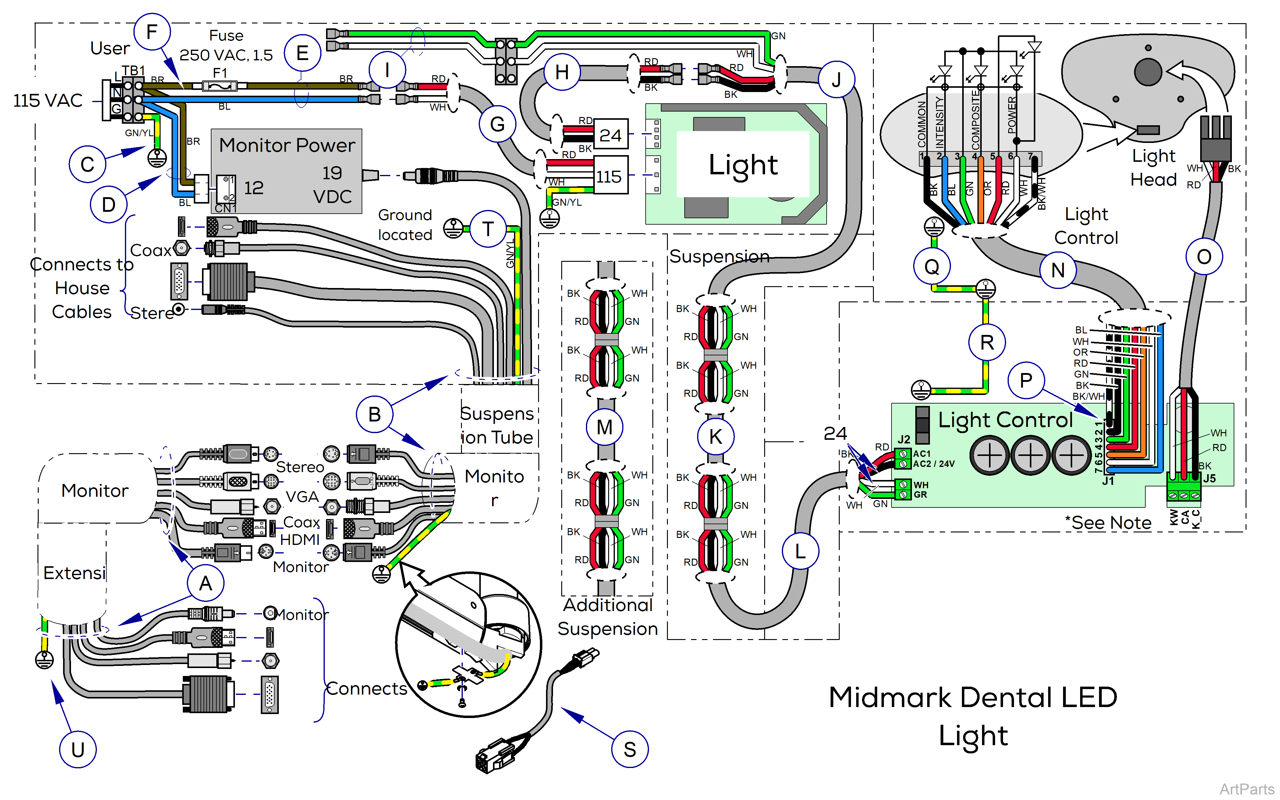 Midmark® Dental LED Light Wiring Diagram