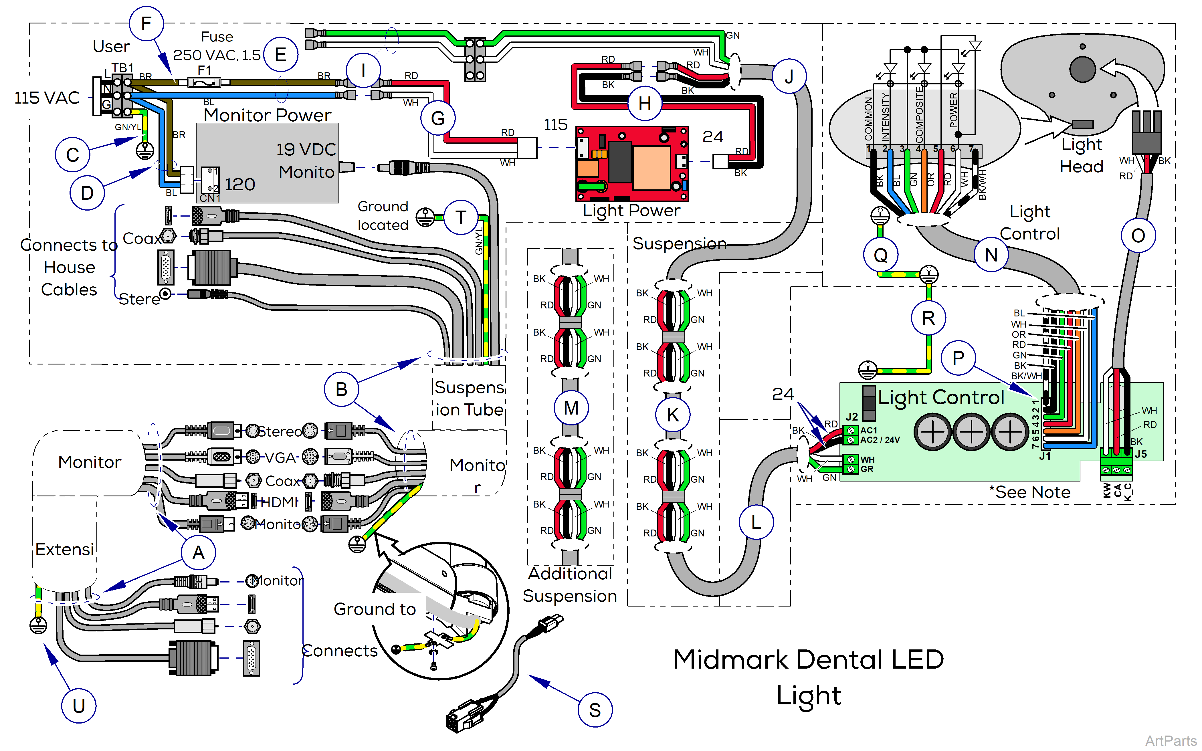 Midmark® Dental LED Light Wiring Diagram