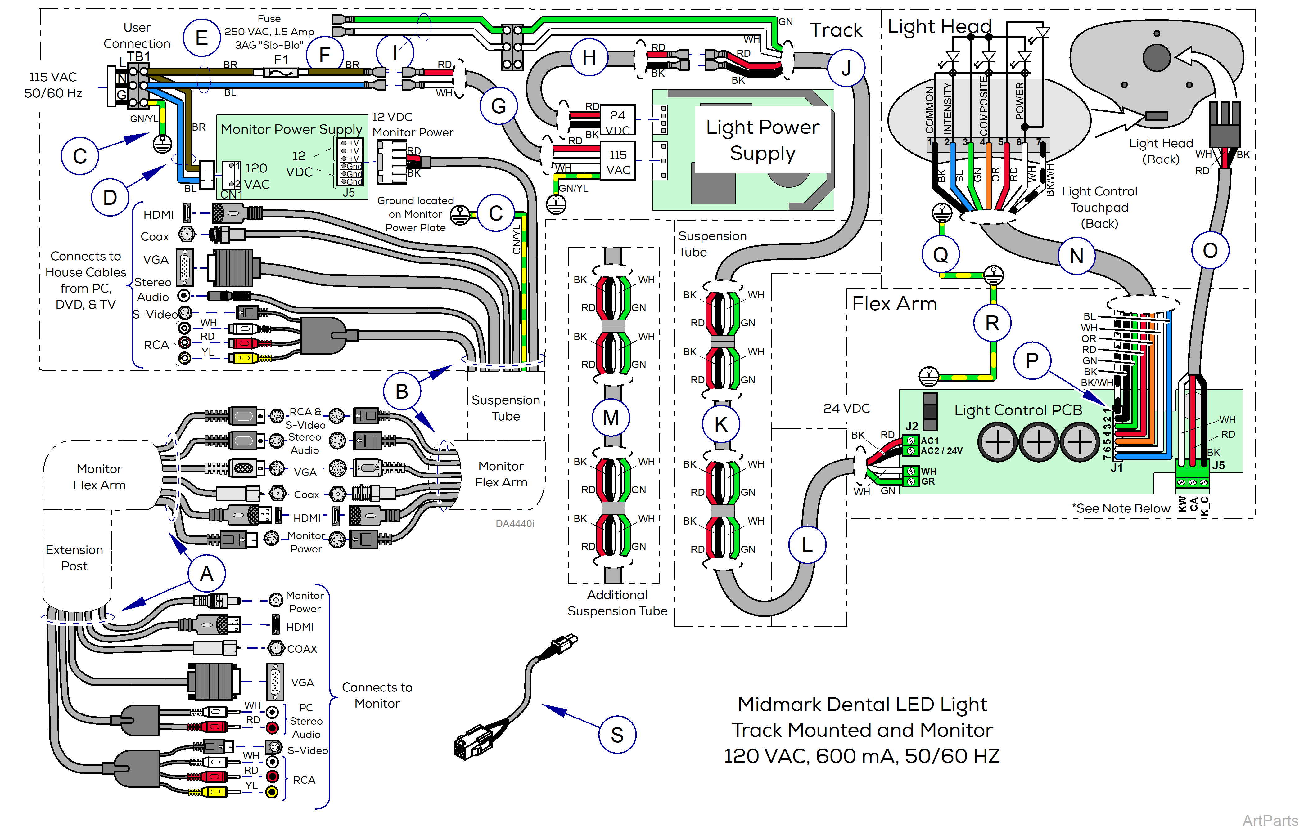 Midmark® Dental LED Light Wiring Diagram