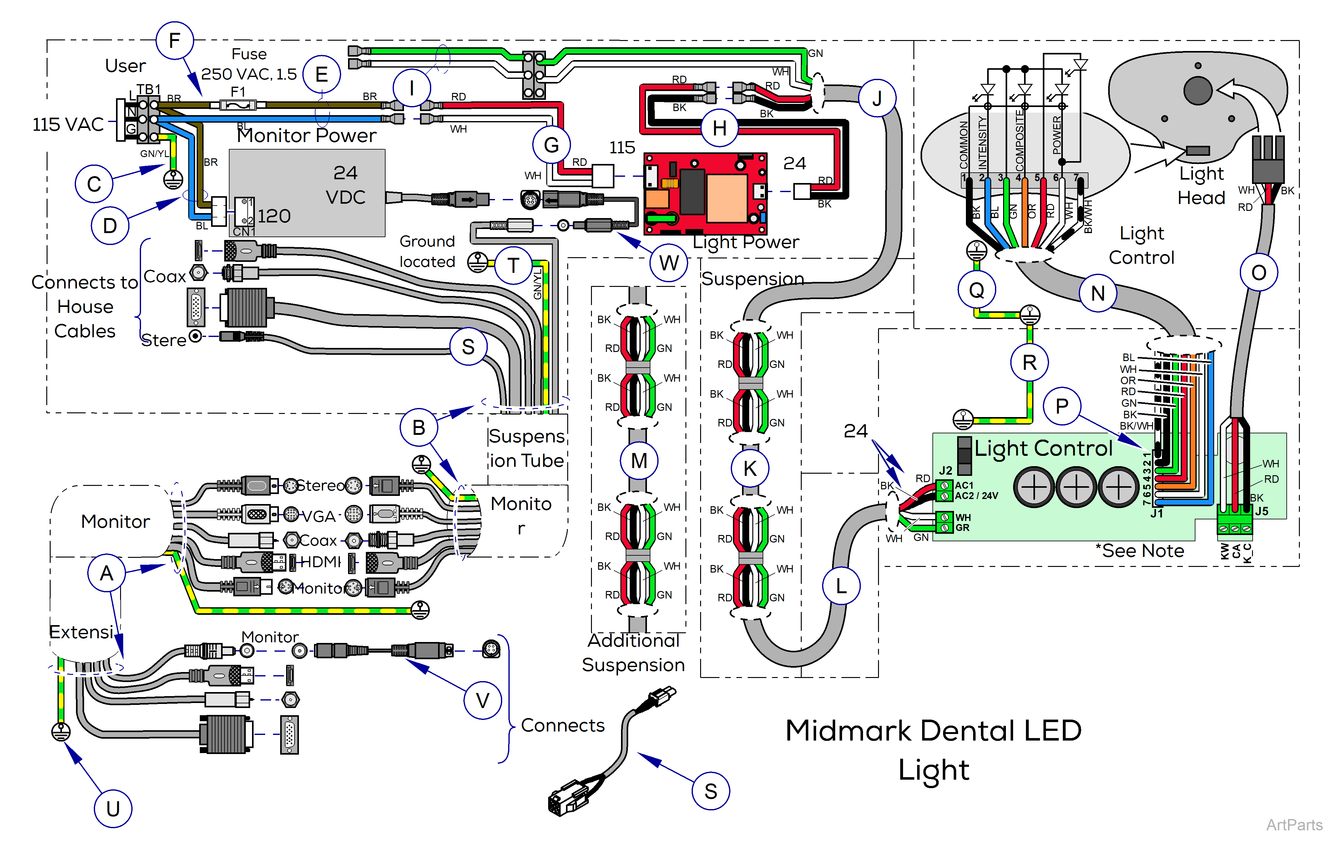 Midmark® Dental LED Light Wiring Diagram