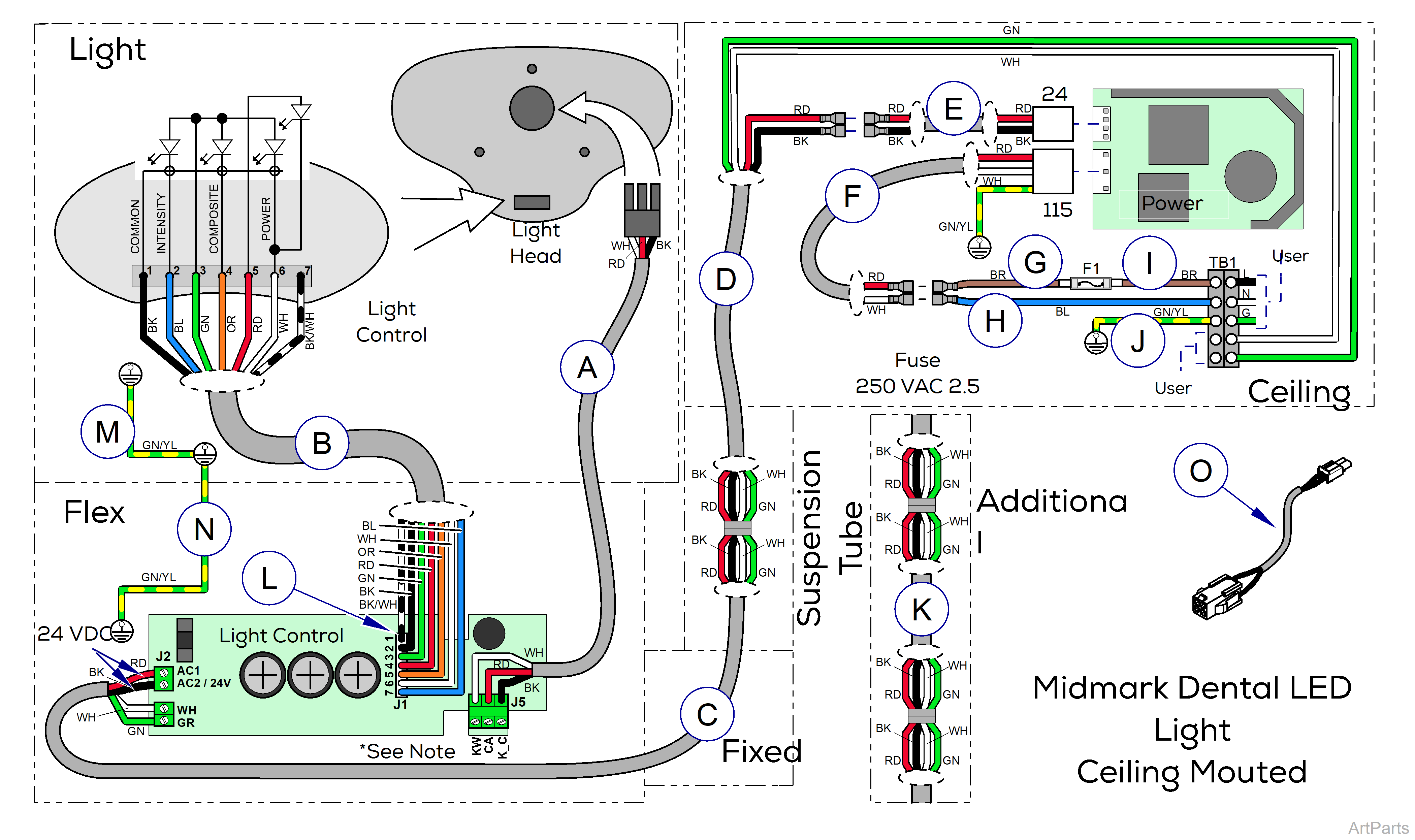 Midmark® Dental LED Light Wiring Diagram