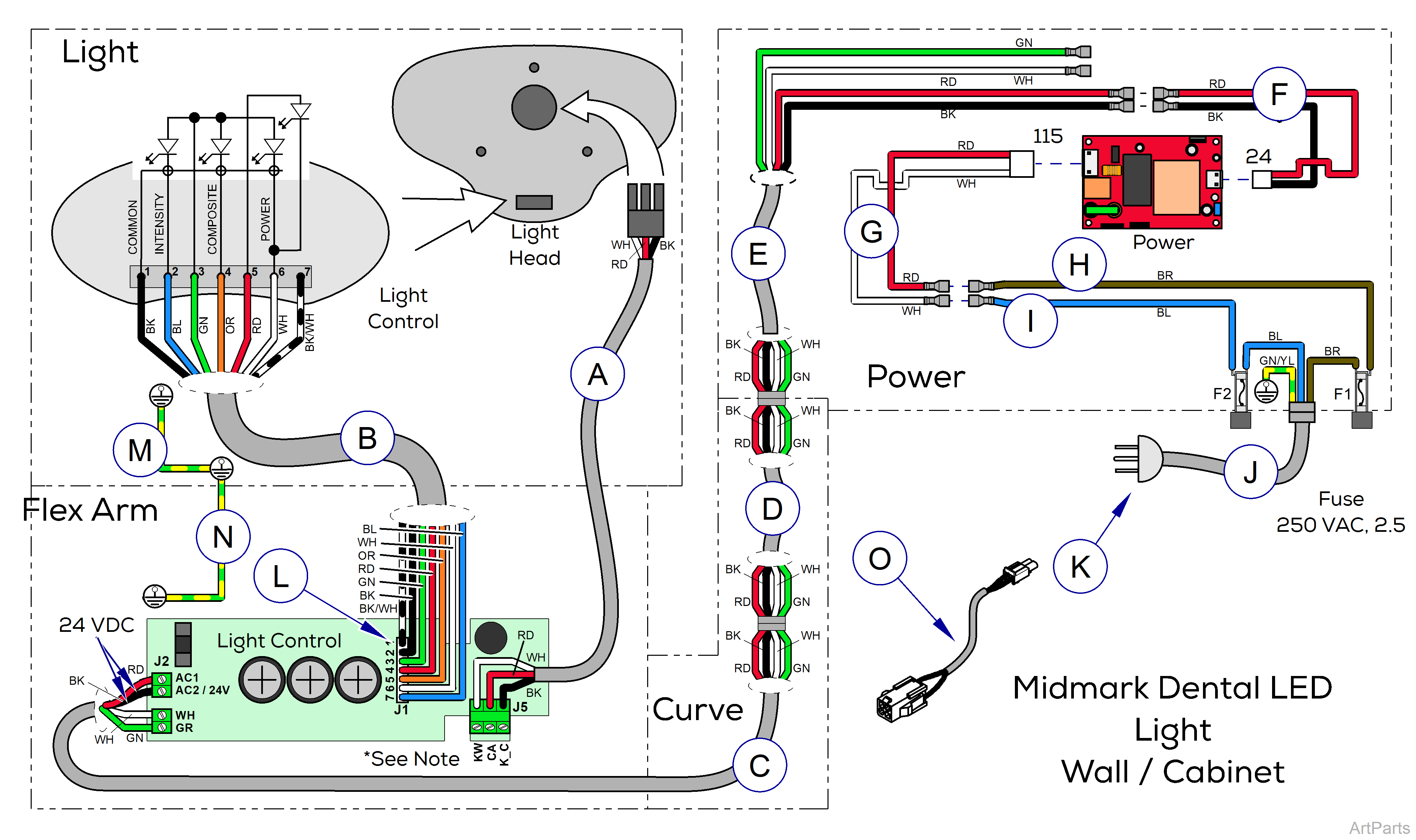 Midmark® Dental LED Light Wiring Diagram