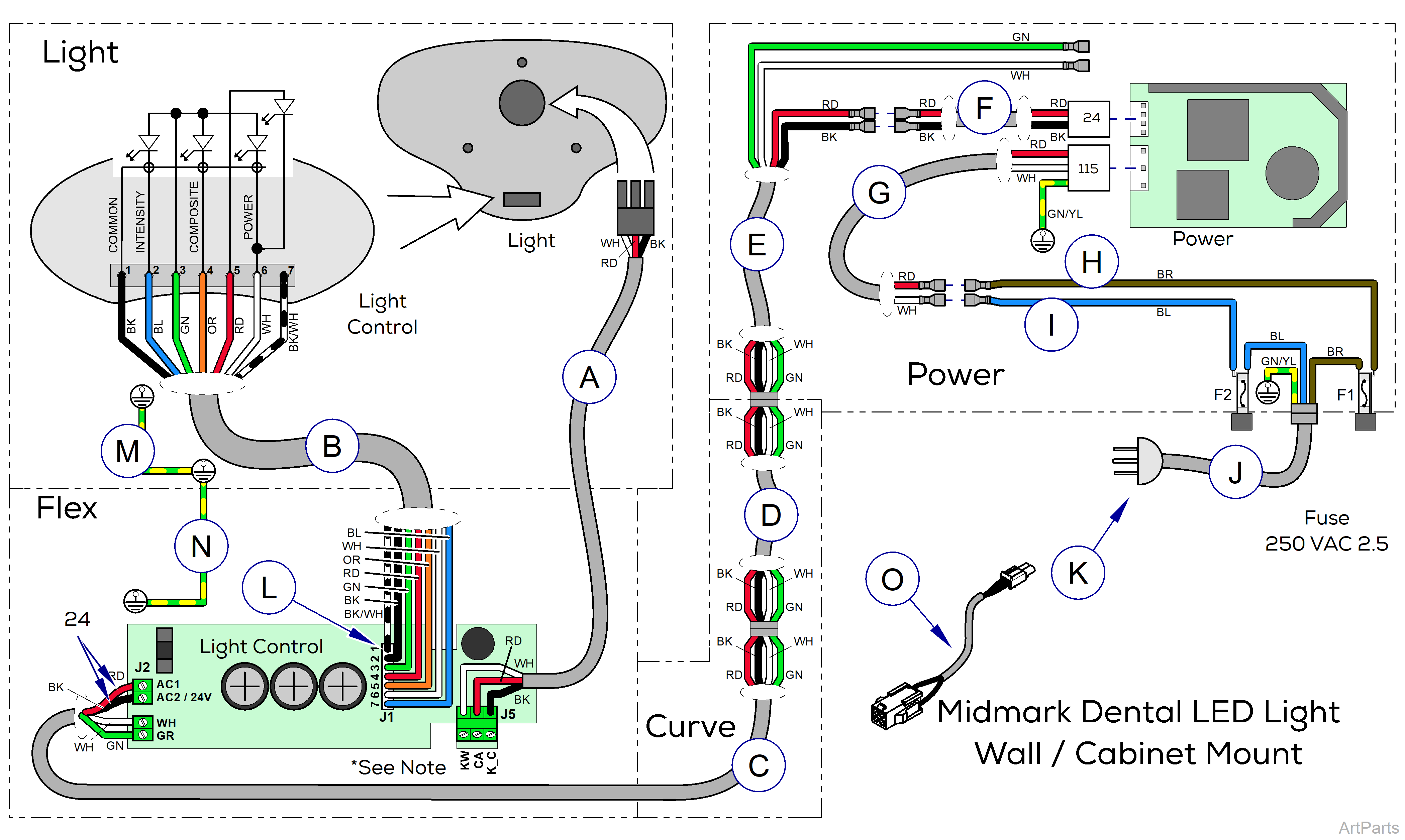 Midmark® Dental LED Light Wiring Diagram