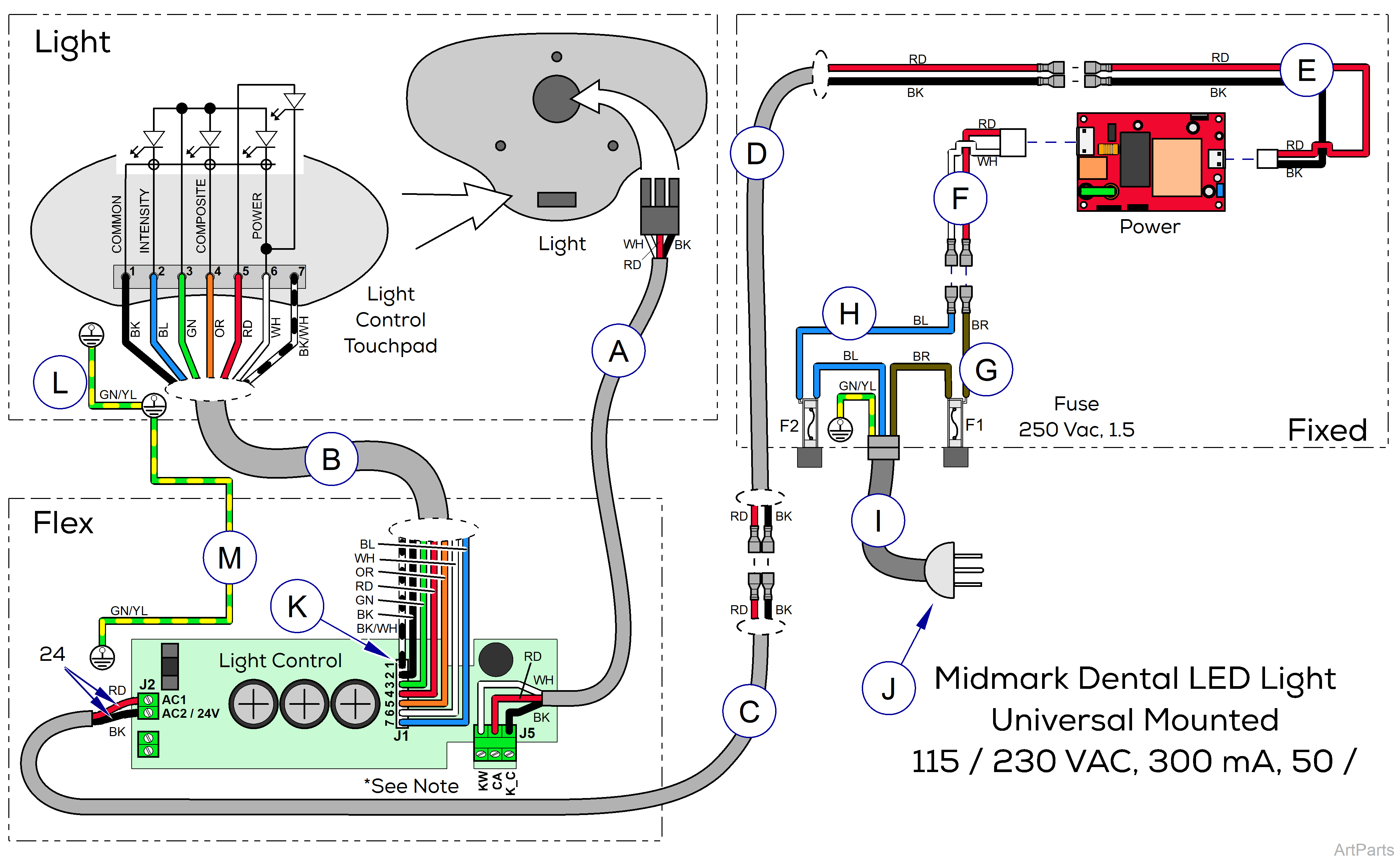 Midmark® Dental LED Light Wiring Diagram