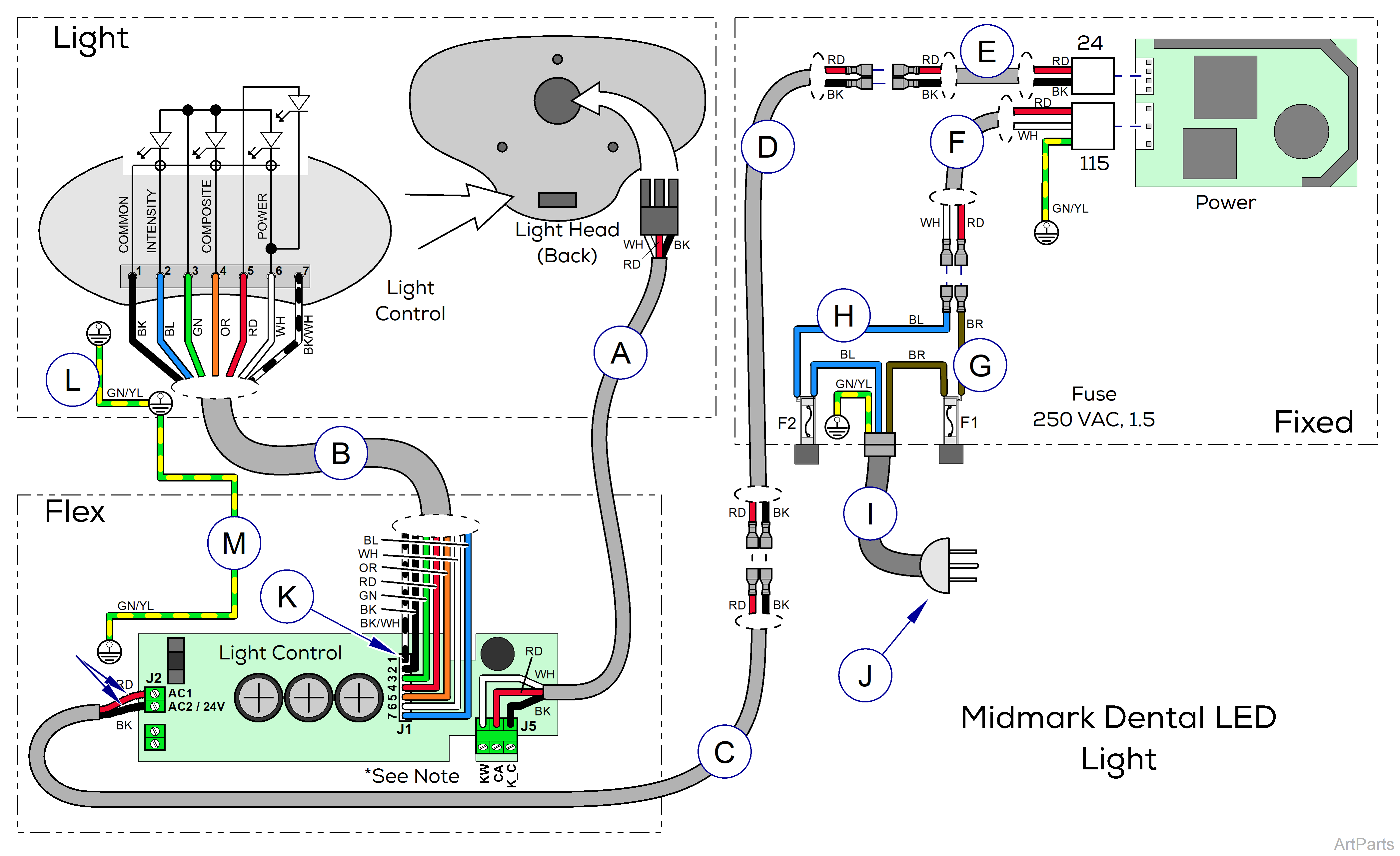 Midmark® Dental LED Light Wiring Diagram