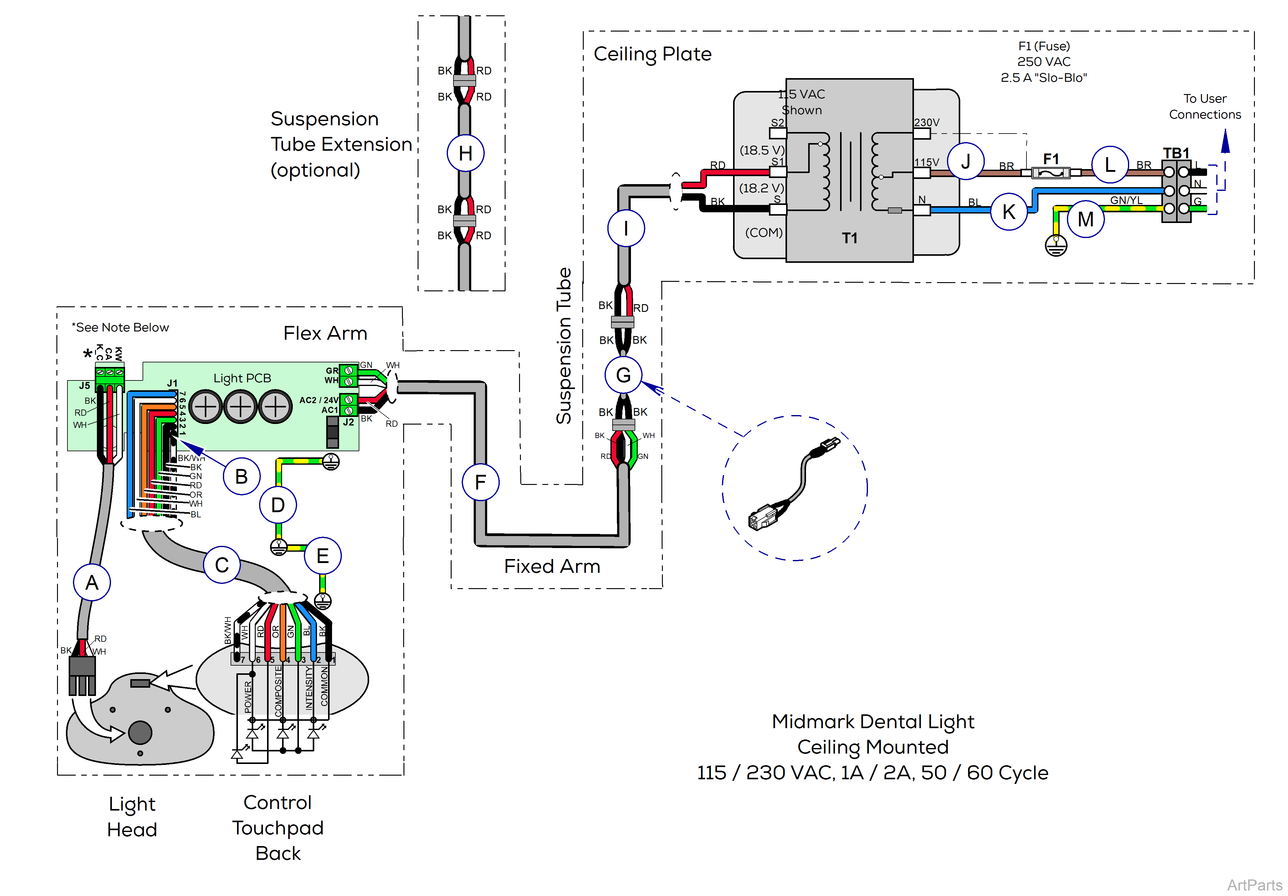 Midmark® Dental LED Light Wiring Diagram