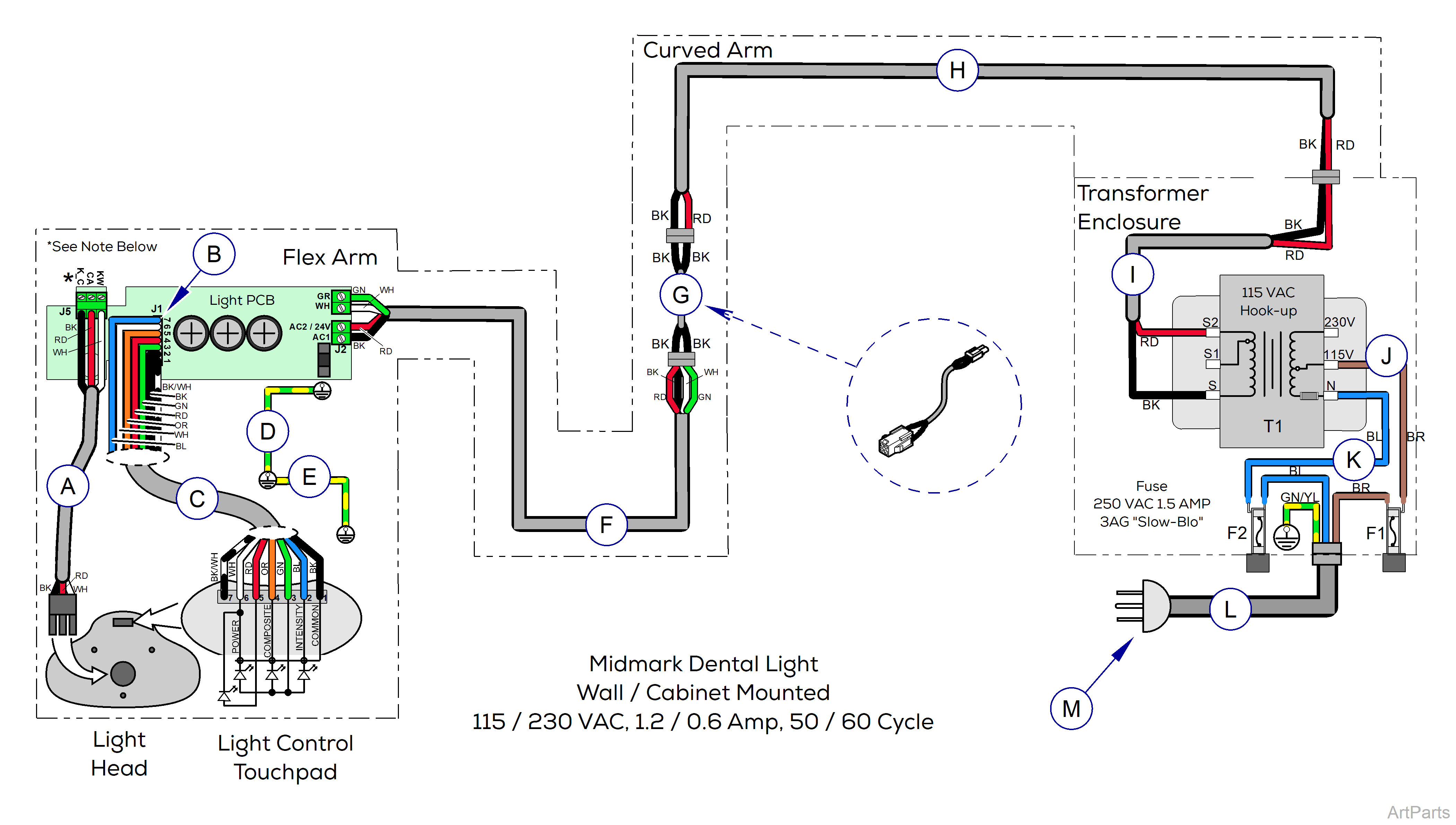 Midmark® Dental LED Light Wiring Diagram