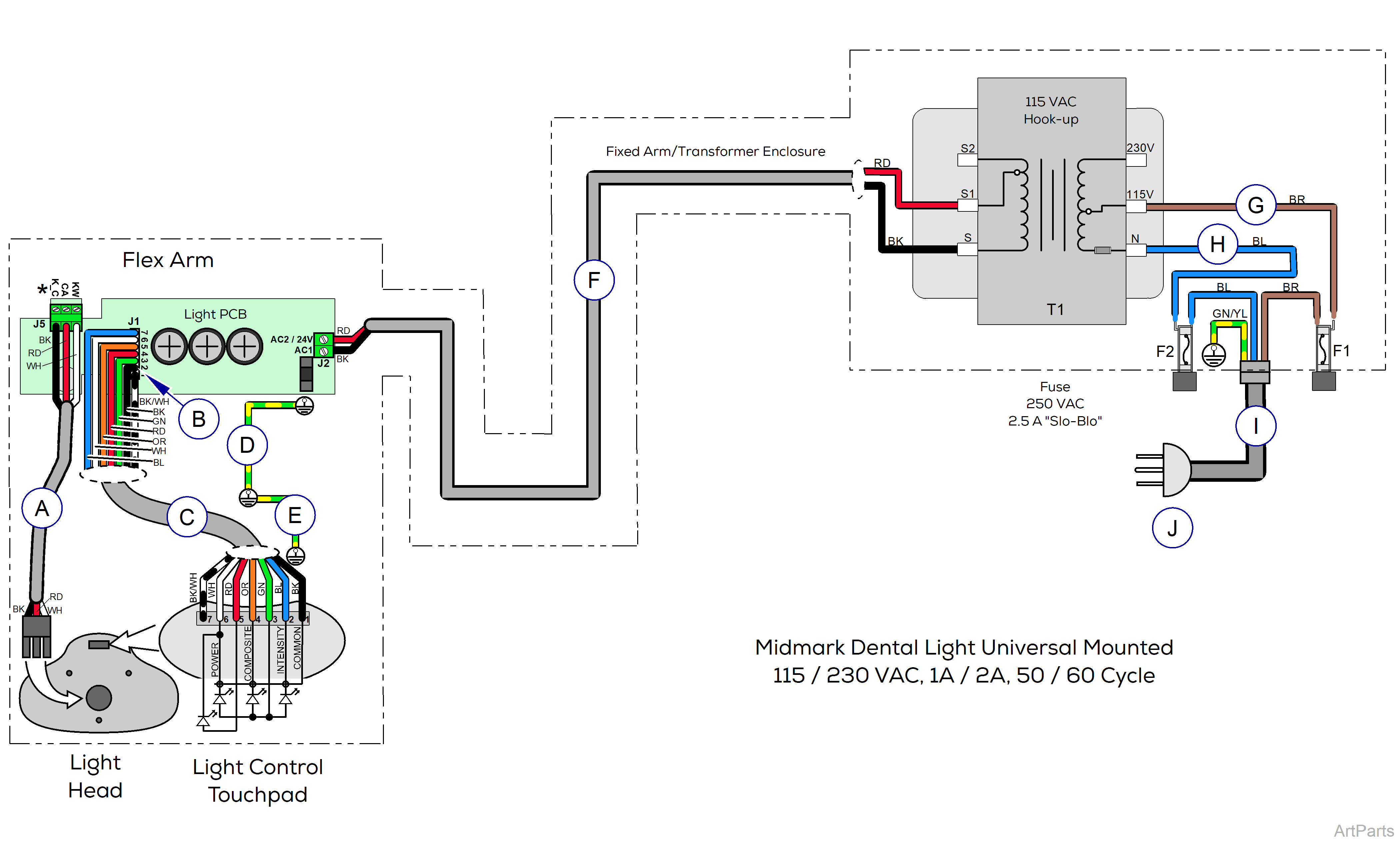 Midmark® Dental LED Light Wiring Diagram