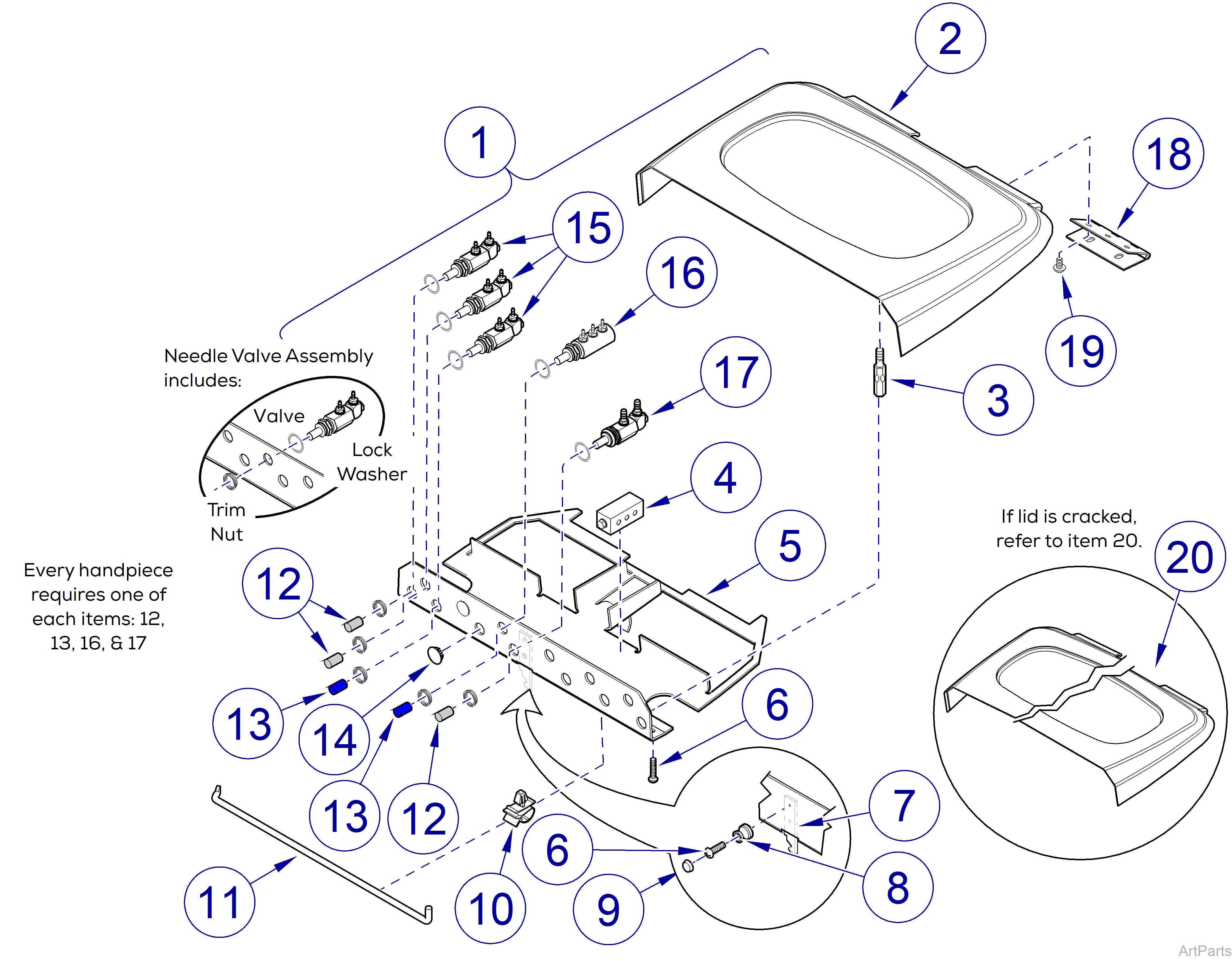 Procenter Delivery Unit Assembly (029-2448-01) Instrument Head Lid Sub-Assembly