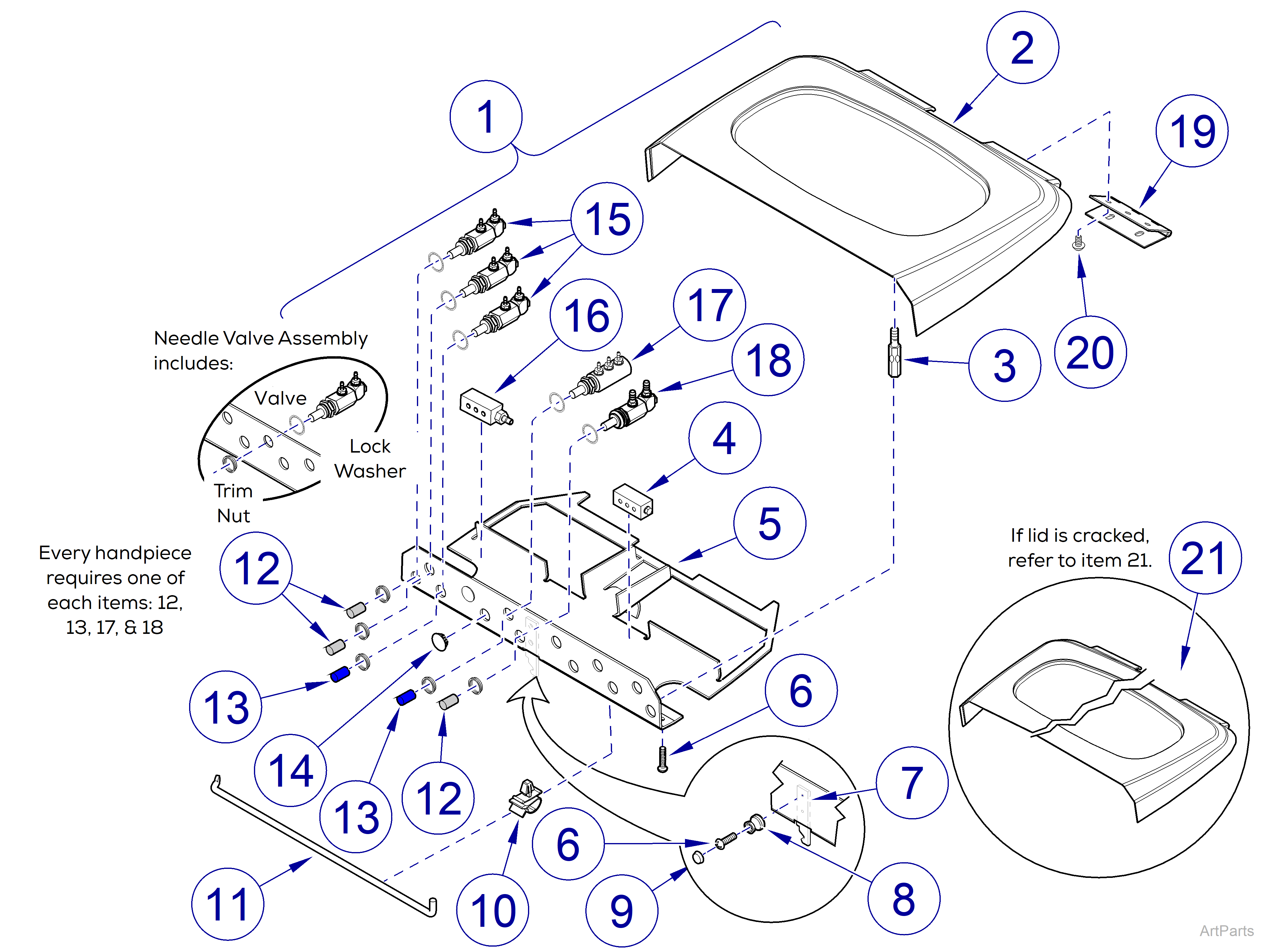 Procenter Delivery Unit Assembly (029-2448-01) Instrument Head Lid Sub-Assembly