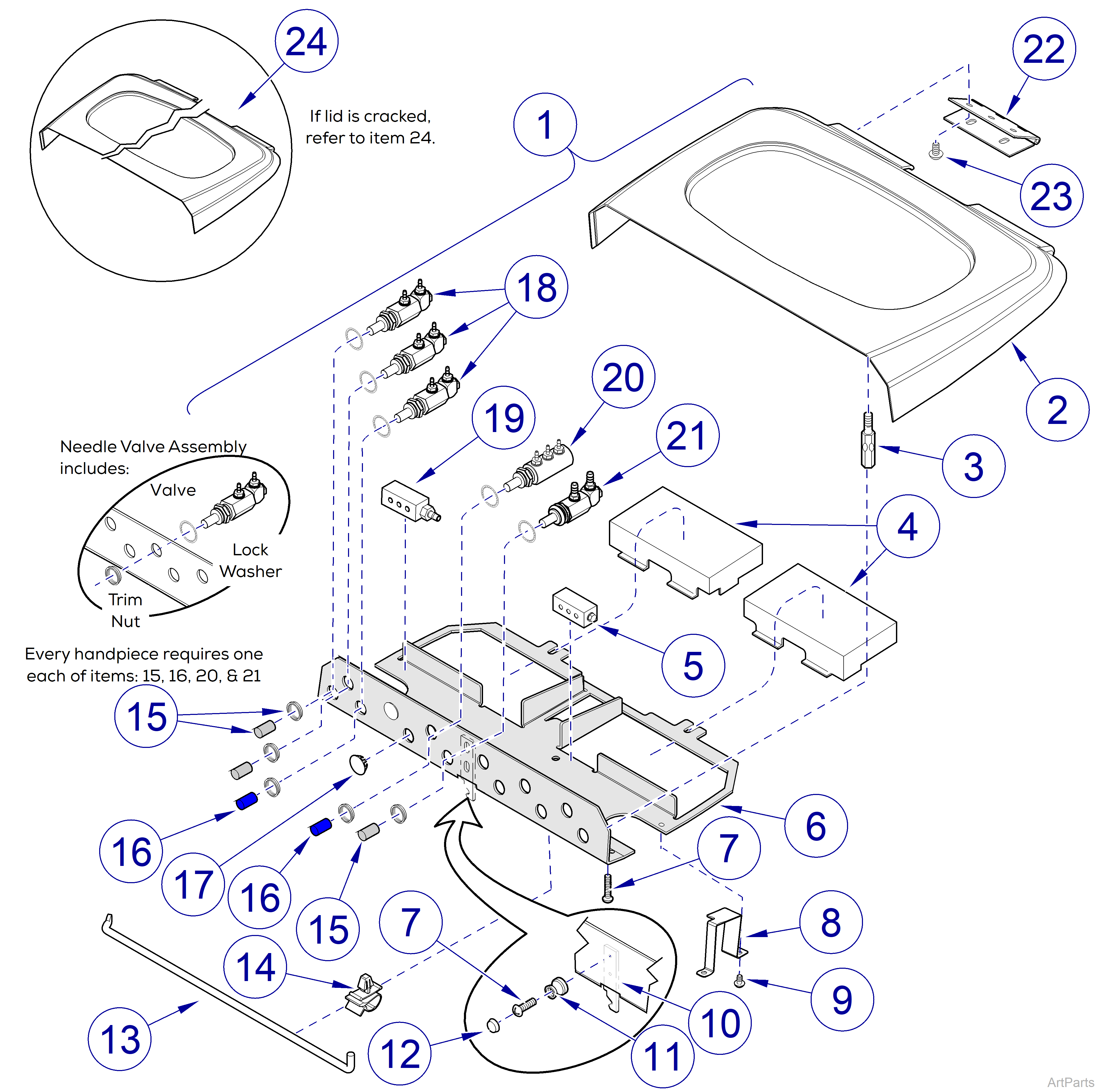 Procenter Delivery Unit Assembly (029-2448-01) Instrument Head Lid Sub-Assembly