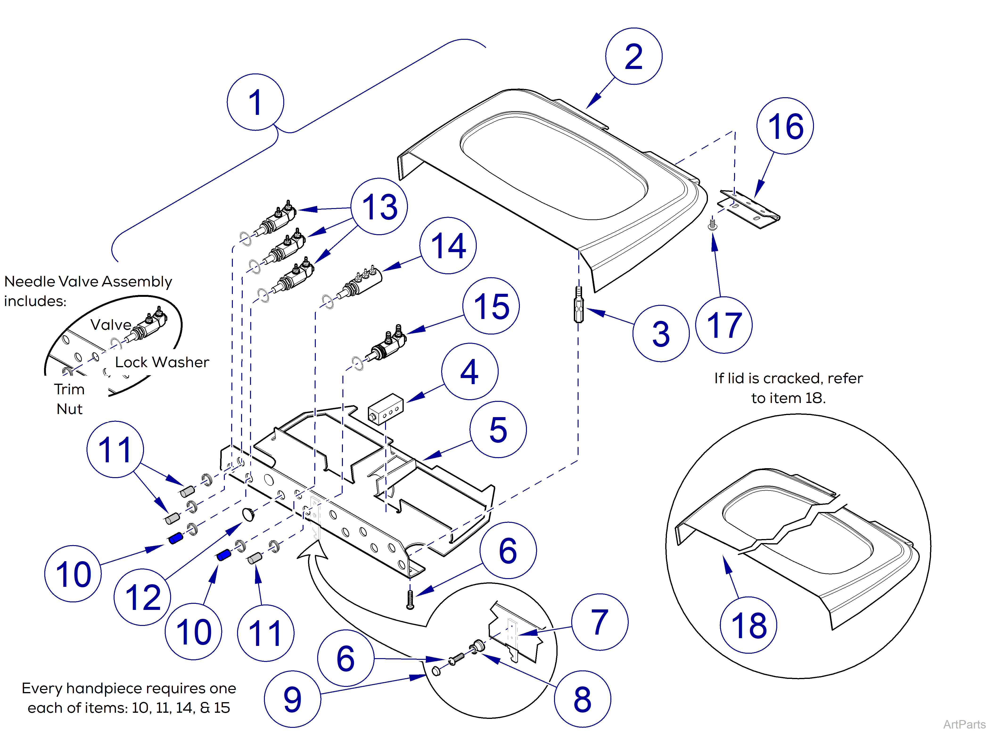 Procenter Delivery Unit Assembly (029-2448-01) Instrument Head Lid Sub-Assembly