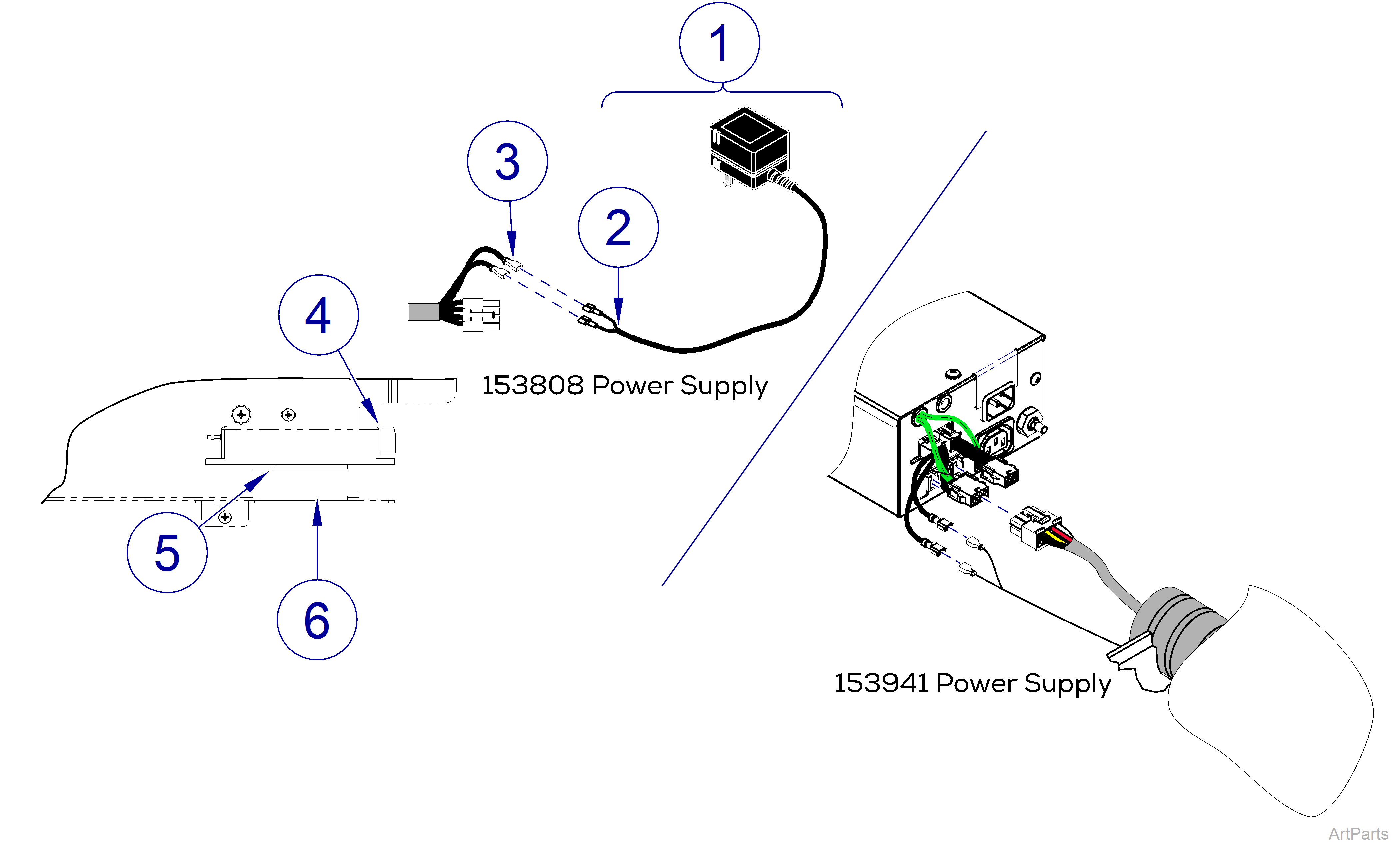 Elevance Handpiece Illumination System (incl. Items 1-6) 153630-001 (115V) / 153630-003 (230V)
