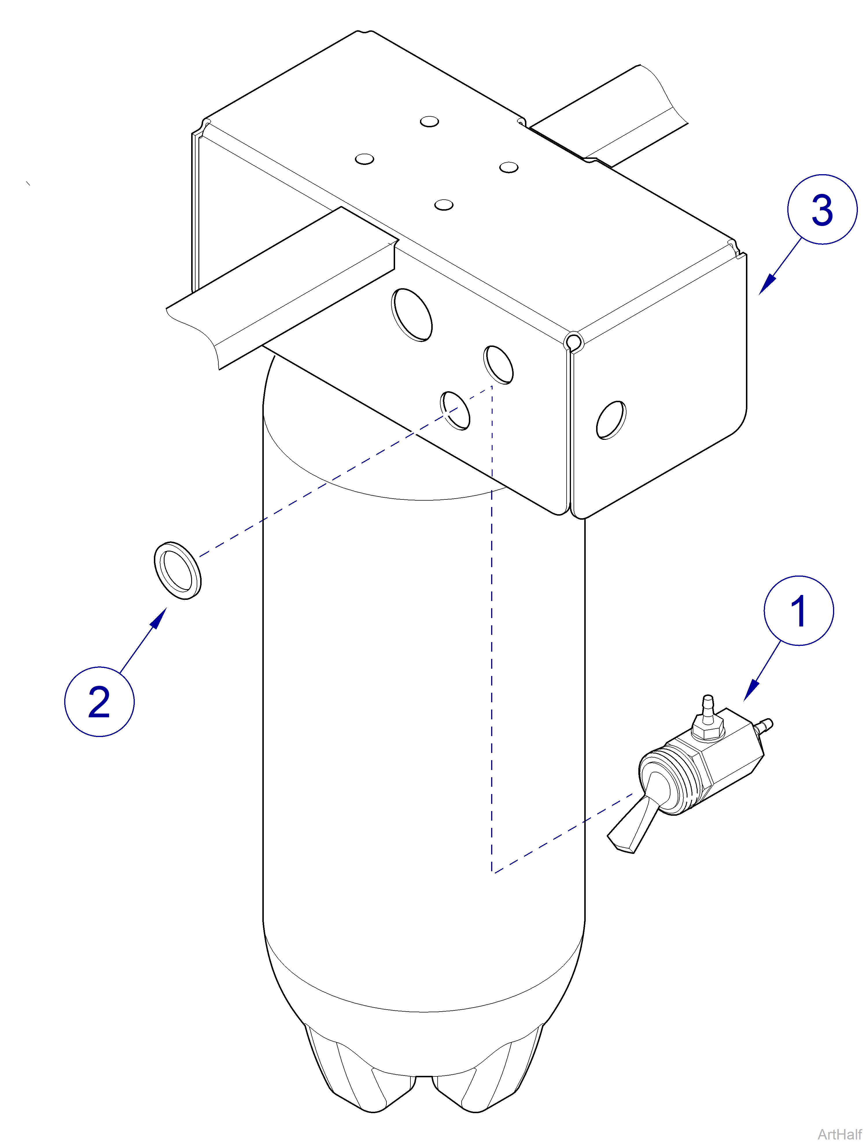 Procenter Systems Master ON/OFF Switch Valve, 12:00 Casework Mounted