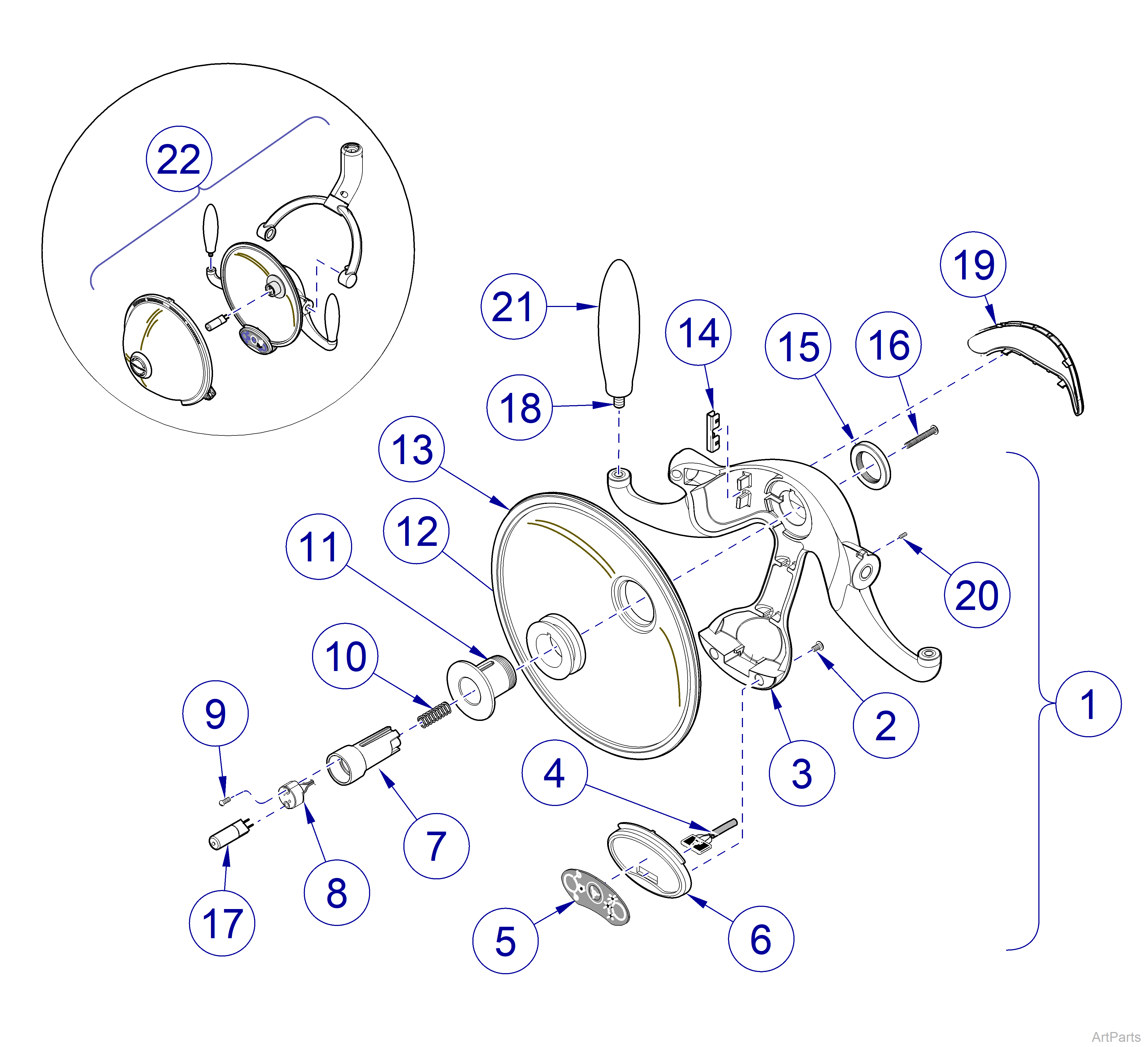 Short Neck Yoke Halogen Light Assembly