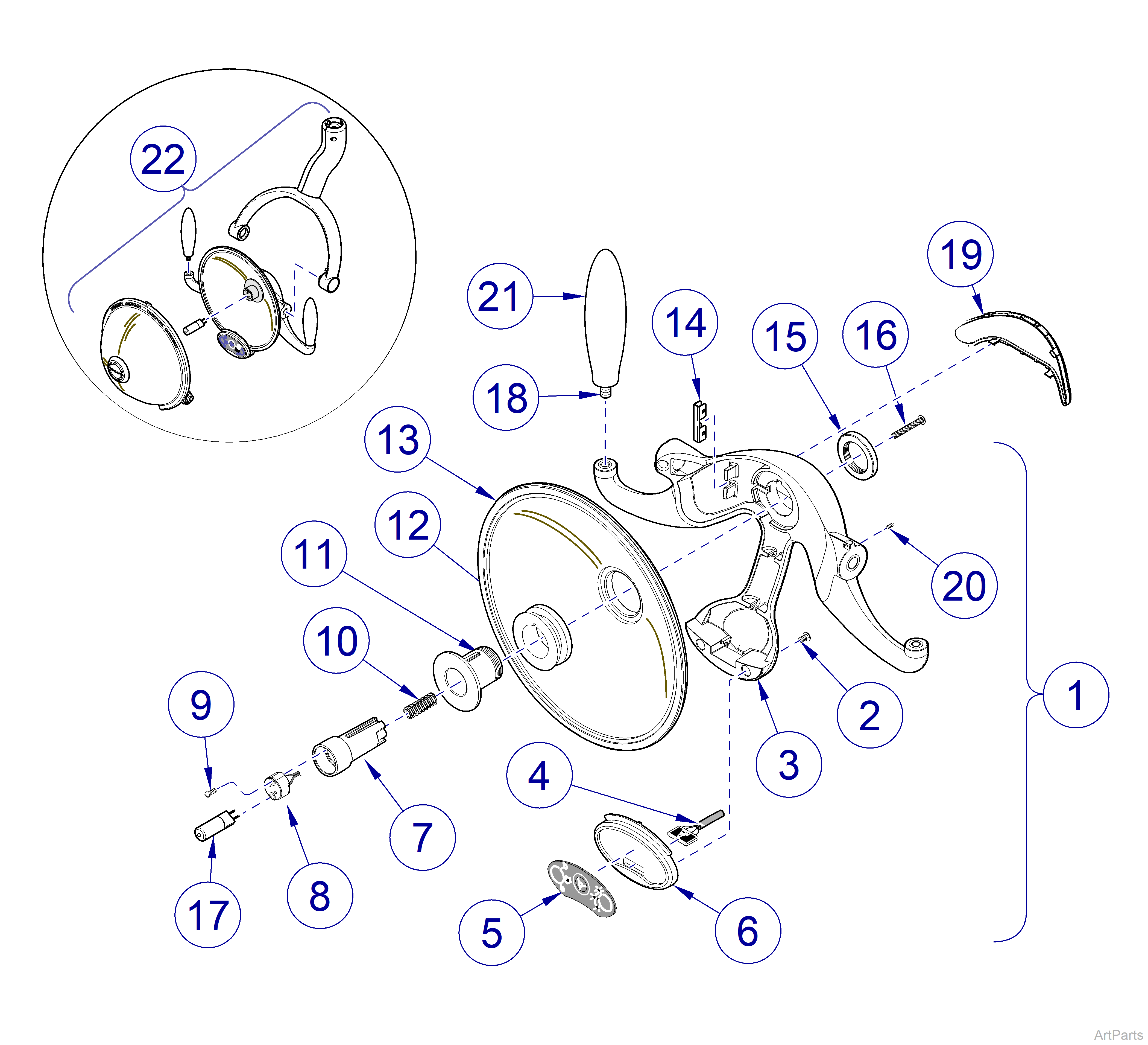 Long Neck Yoke Halogen Light Assembly