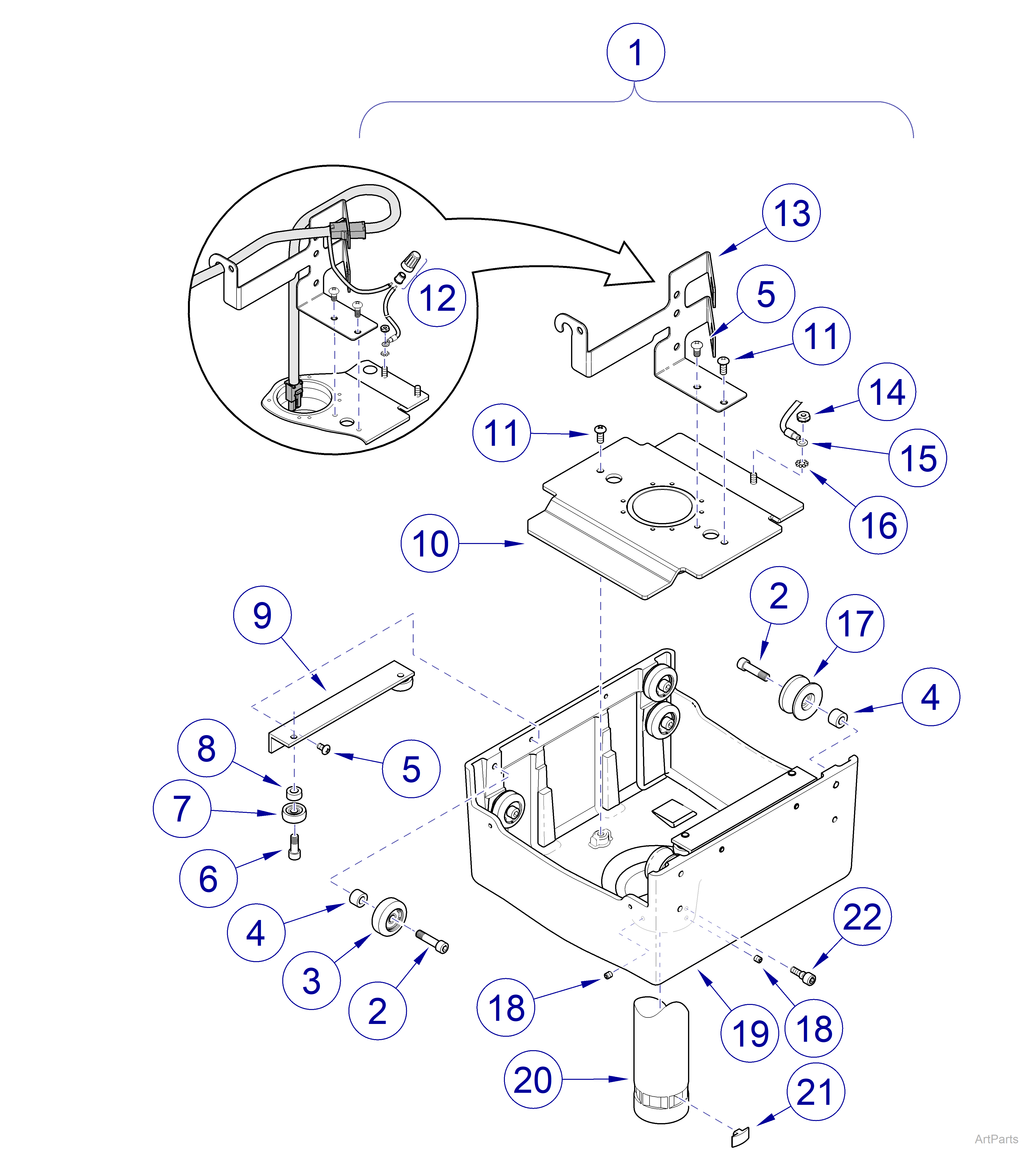 Track Mounted Lights, Light Trolley Assembly 029-4870-00