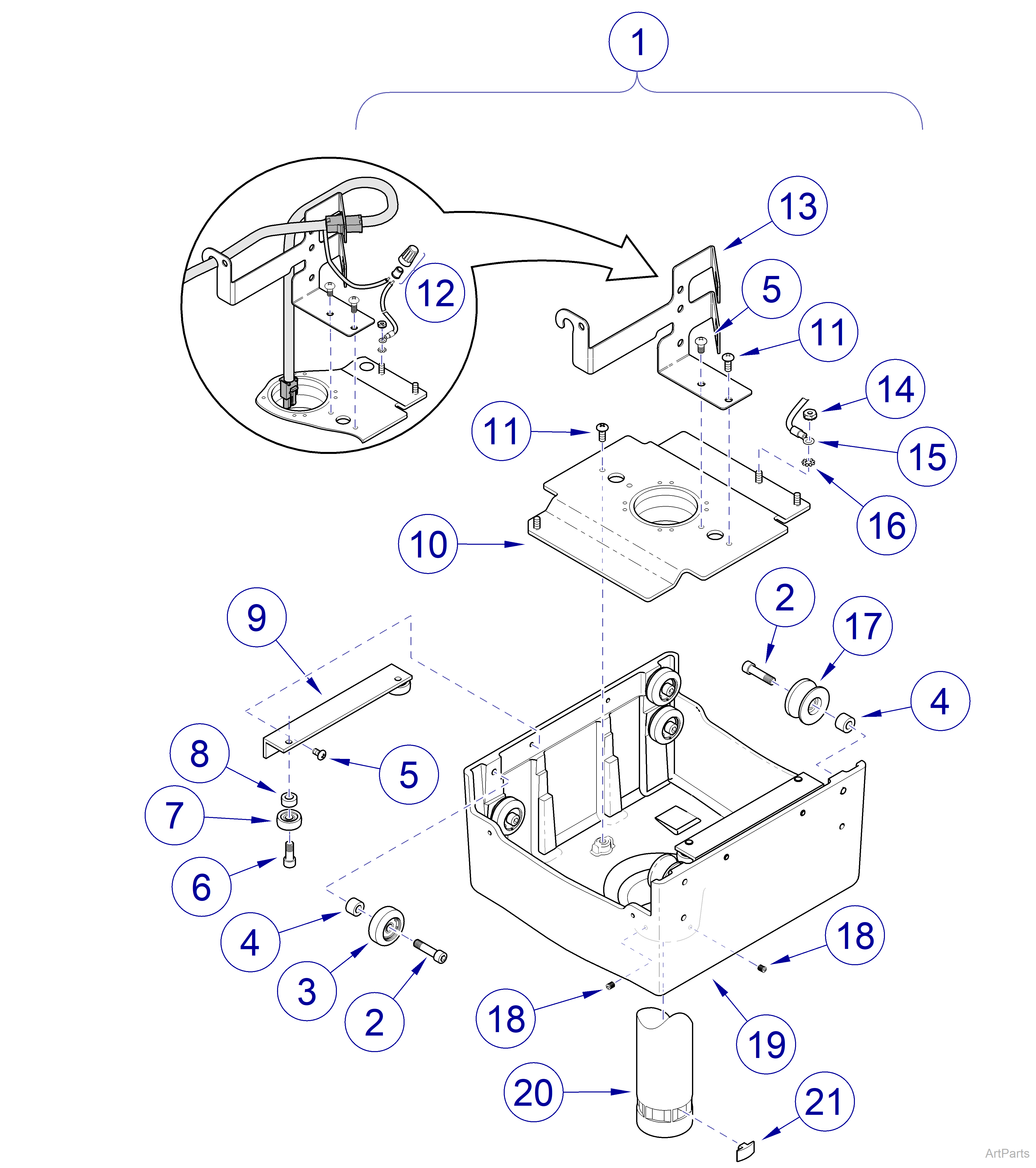 Track Mounted Lights, Light Trolley Assembly 029-4870-00