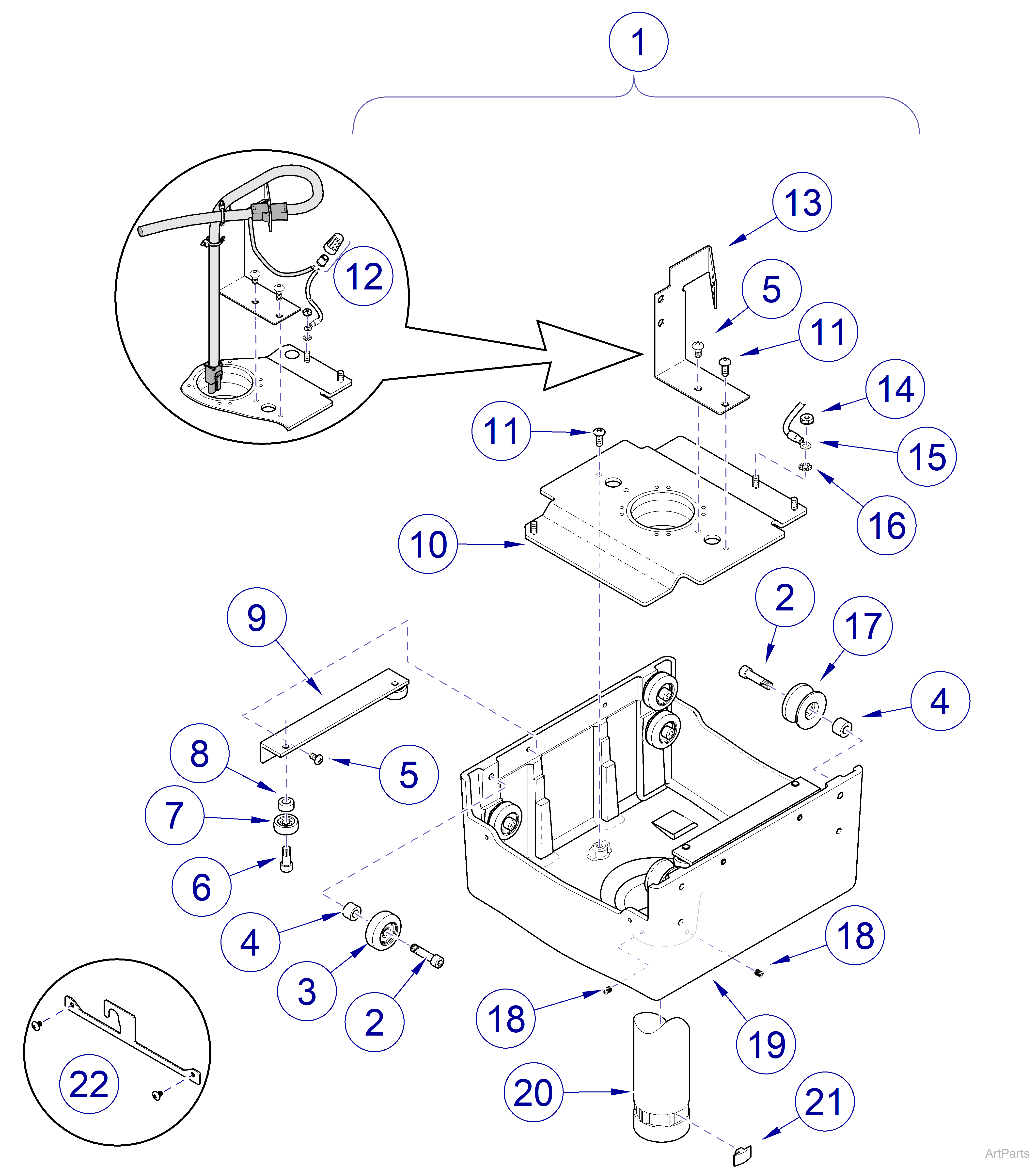 Track Light Monitor Light Trolley Assembly 029-4870-00