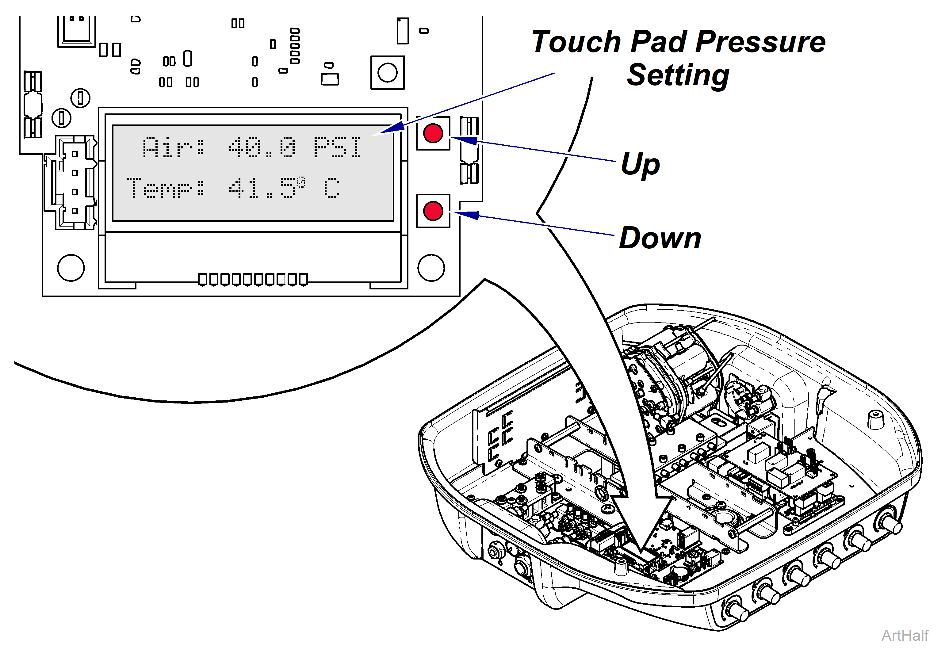 Midmark® Dental Delivery Drive Air Adjustment – Touch Pad
