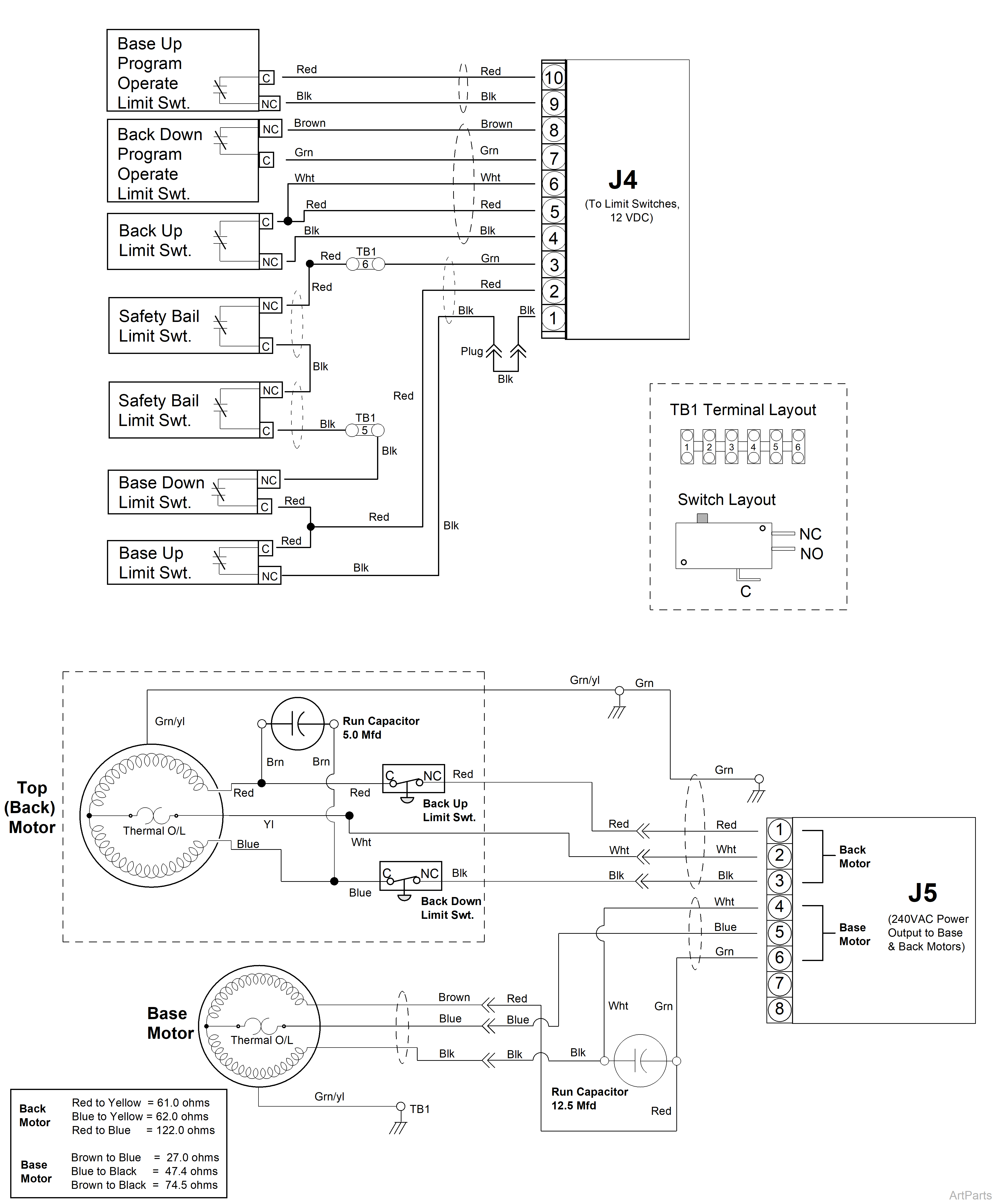 240 VAC connectors J4 and J5