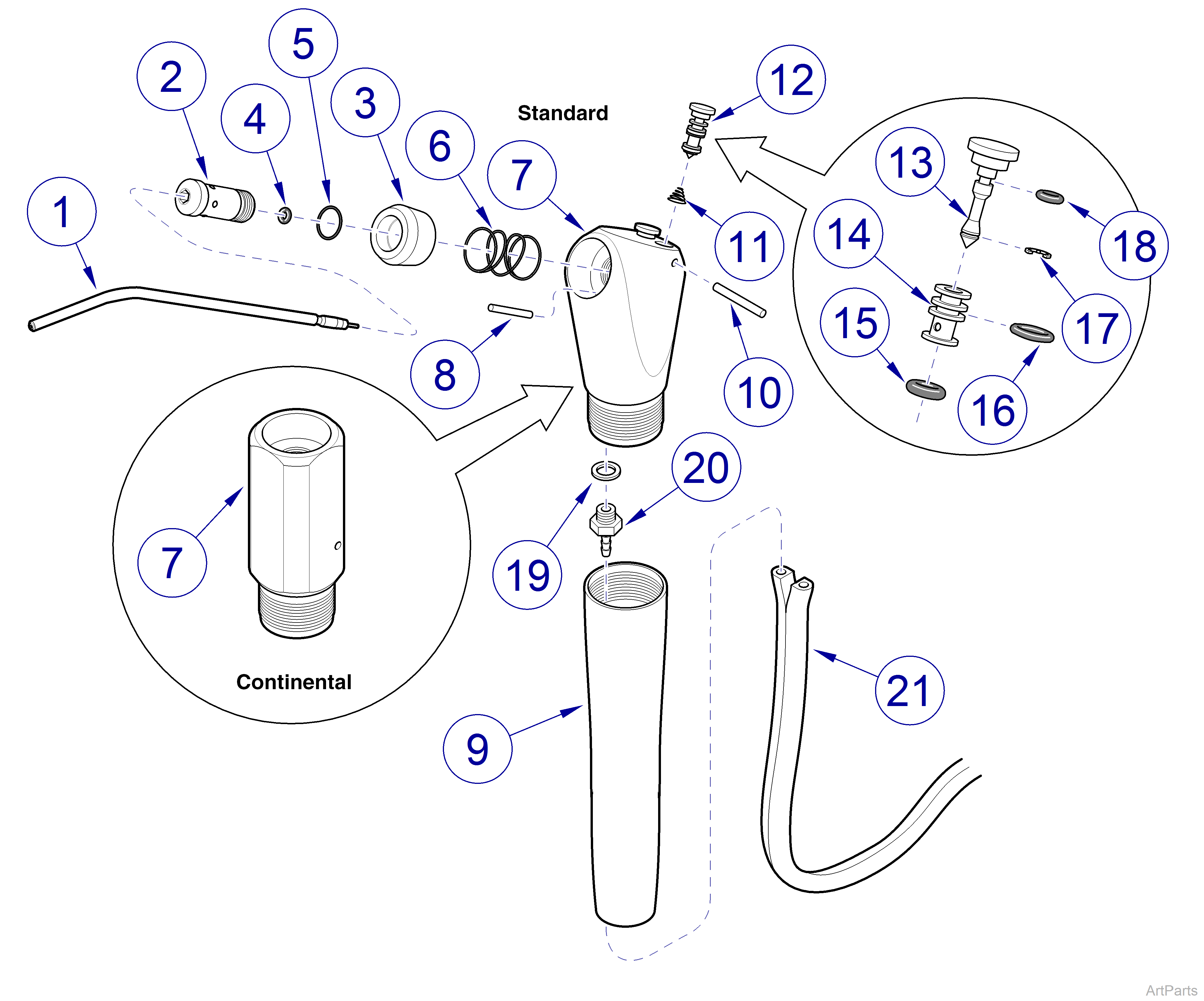 Asepsis 21 Delivery Unit Quick Clean Standard Syringe & Quick Clean Continental Syringe