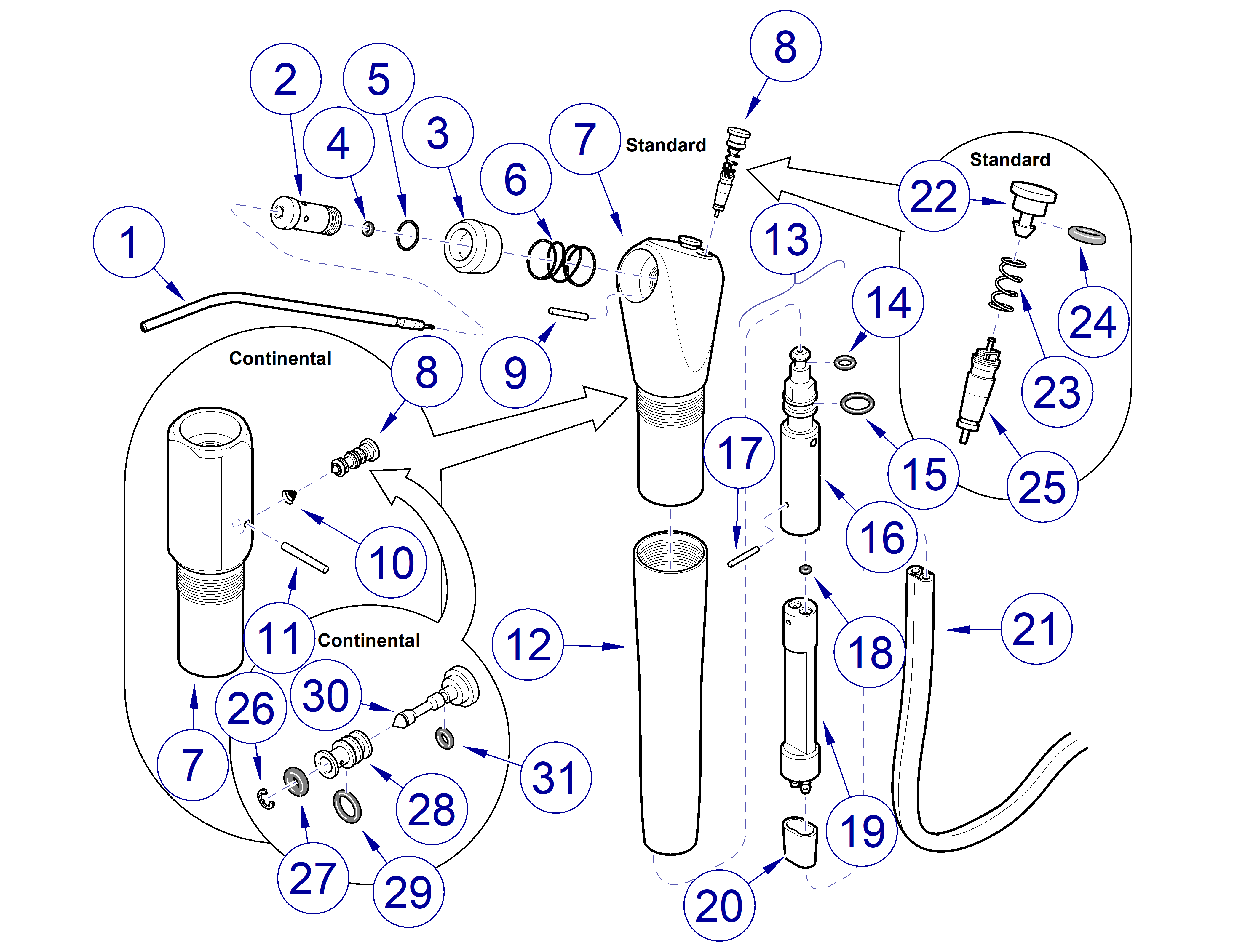 Asepsis 21® Delivery AutoClavable Standard Syringe & AutoClavable Continental Syringe