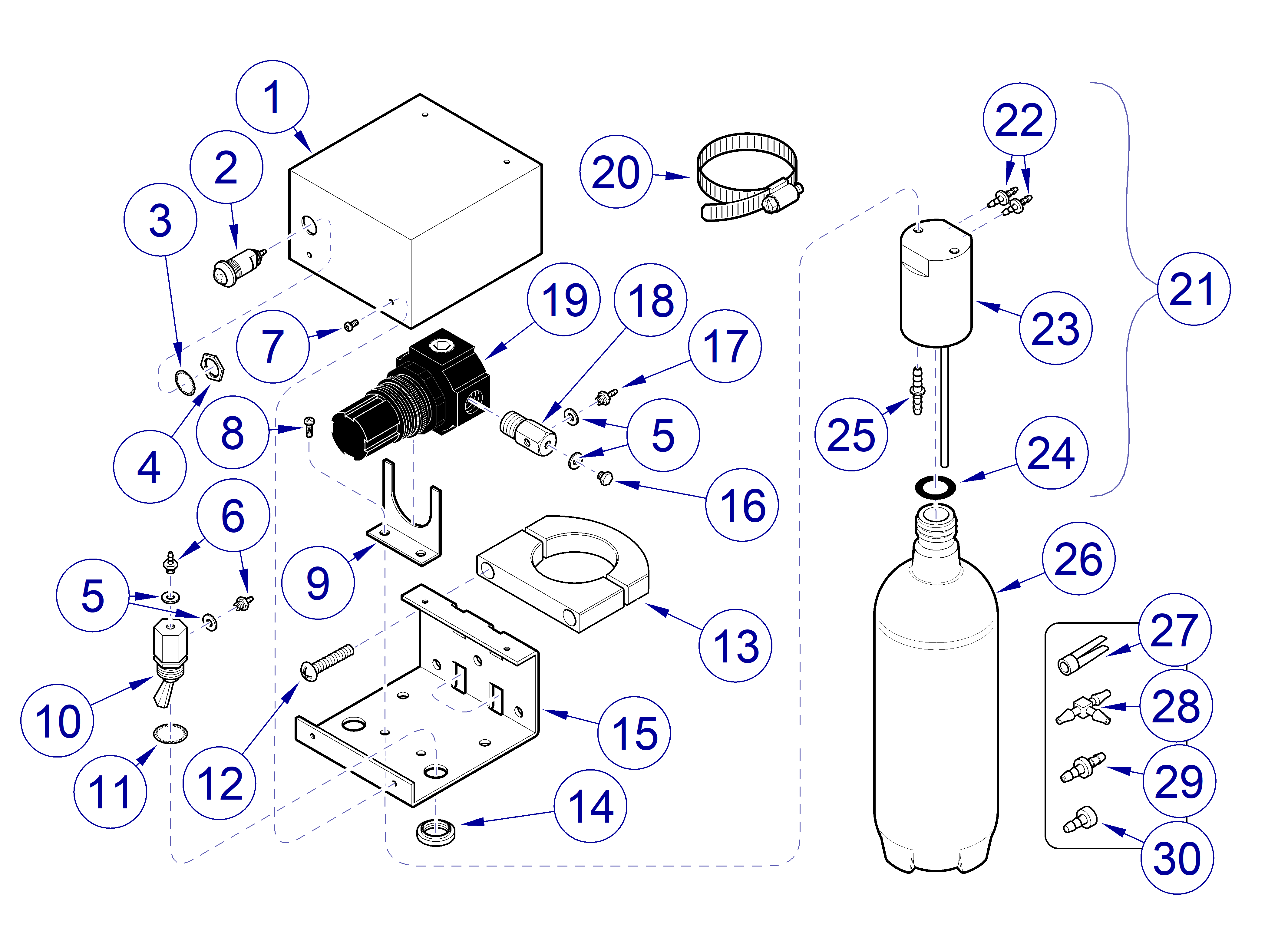 Asepsis 21 Delivery Unit Distilled Water System Kit - Universal Mount