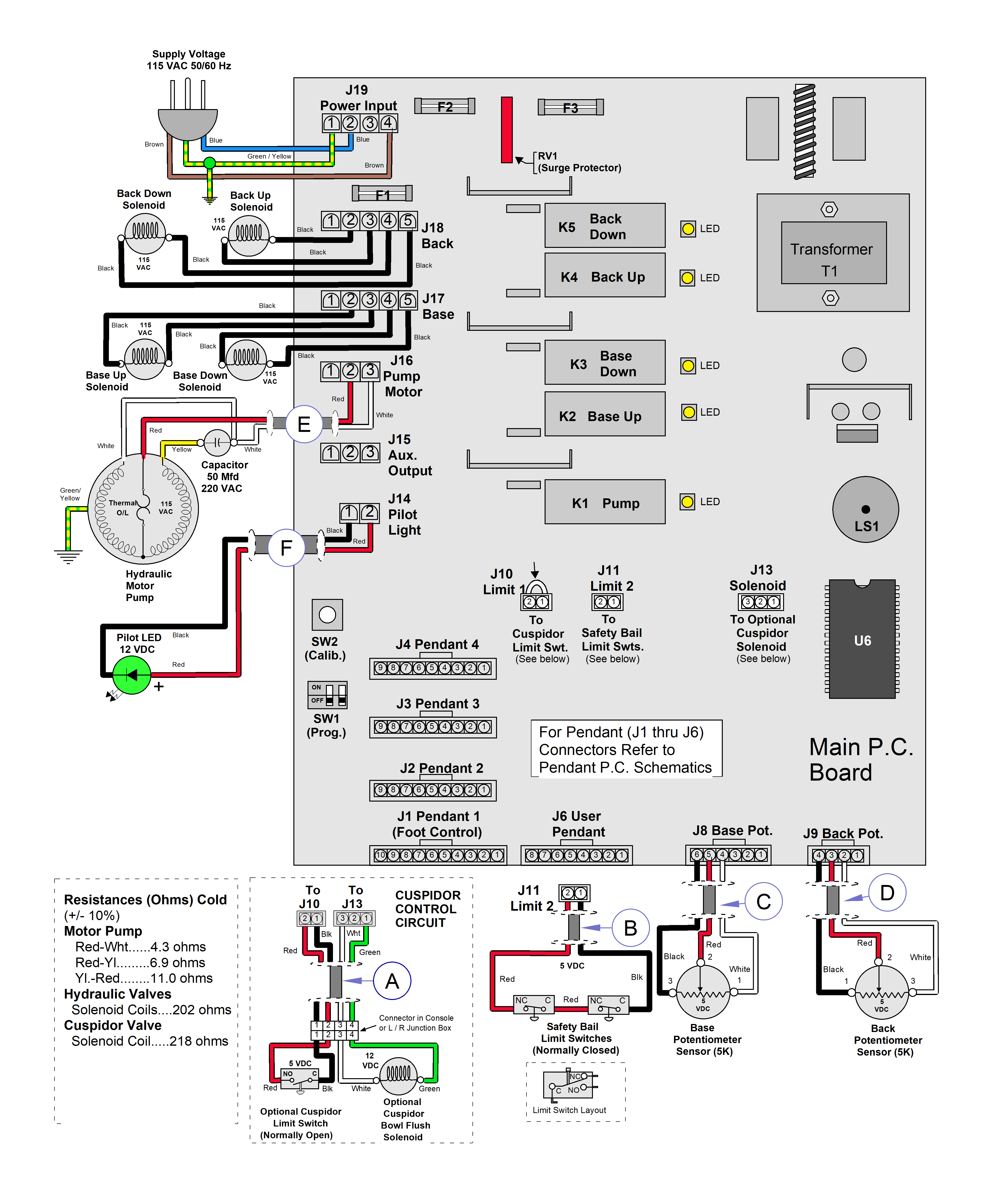 Midmark® Ultra-Series Dental Chair PCB and Related Circuitry