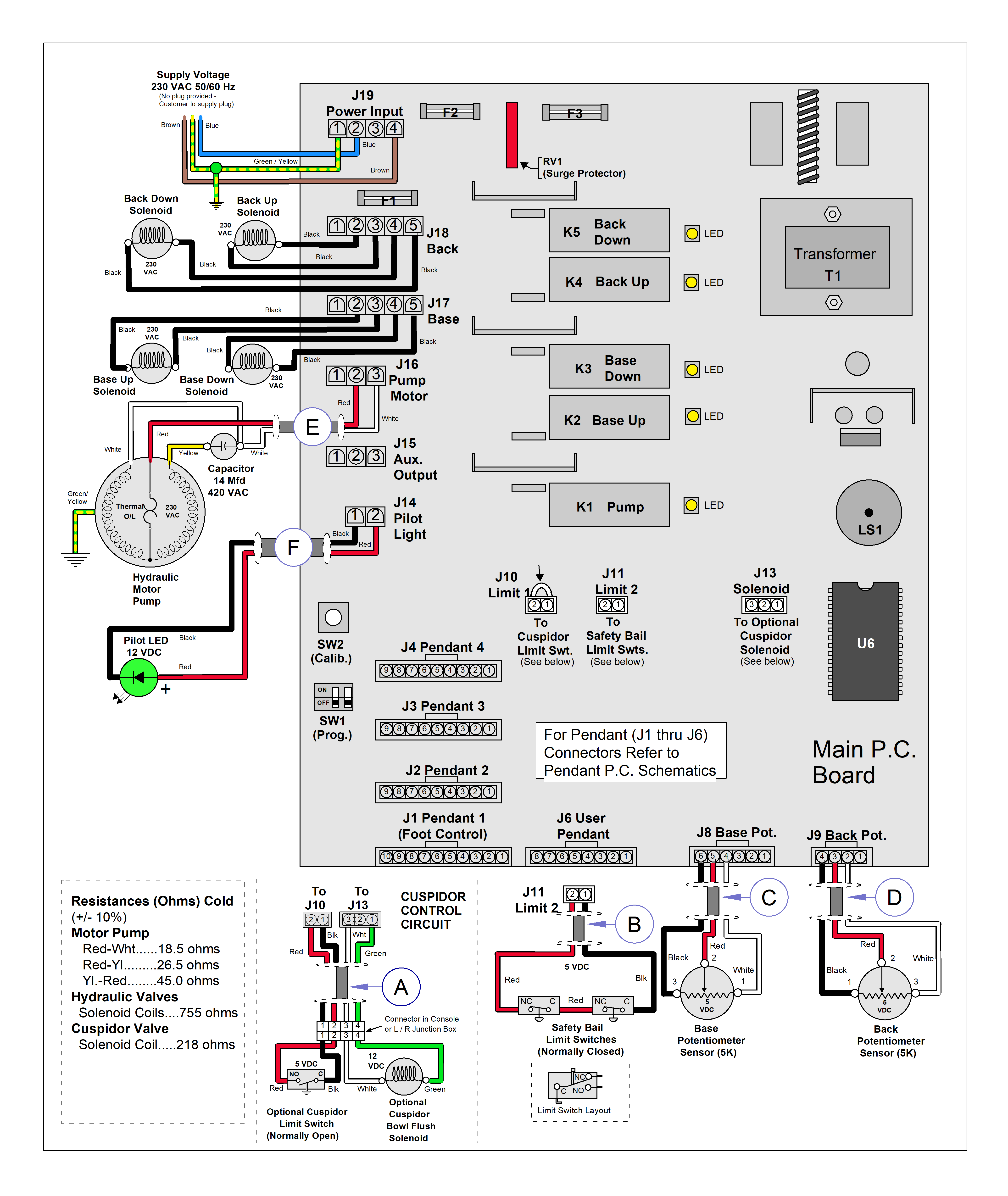 Midmark® Ultra-Series Dental Chair PC Board and Related Circuitry