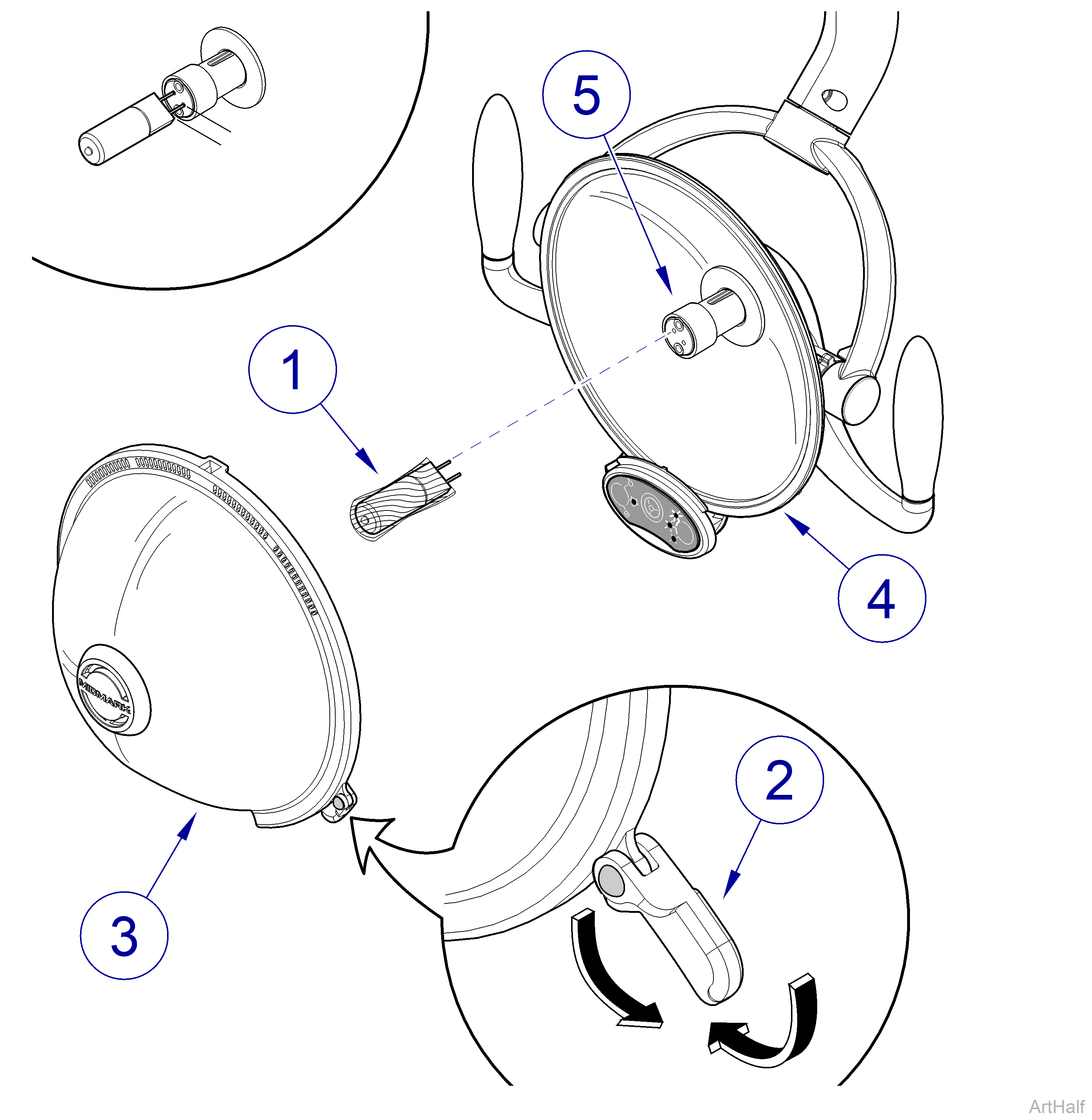 Midmark® Dental Lights Bulb Access Procedures