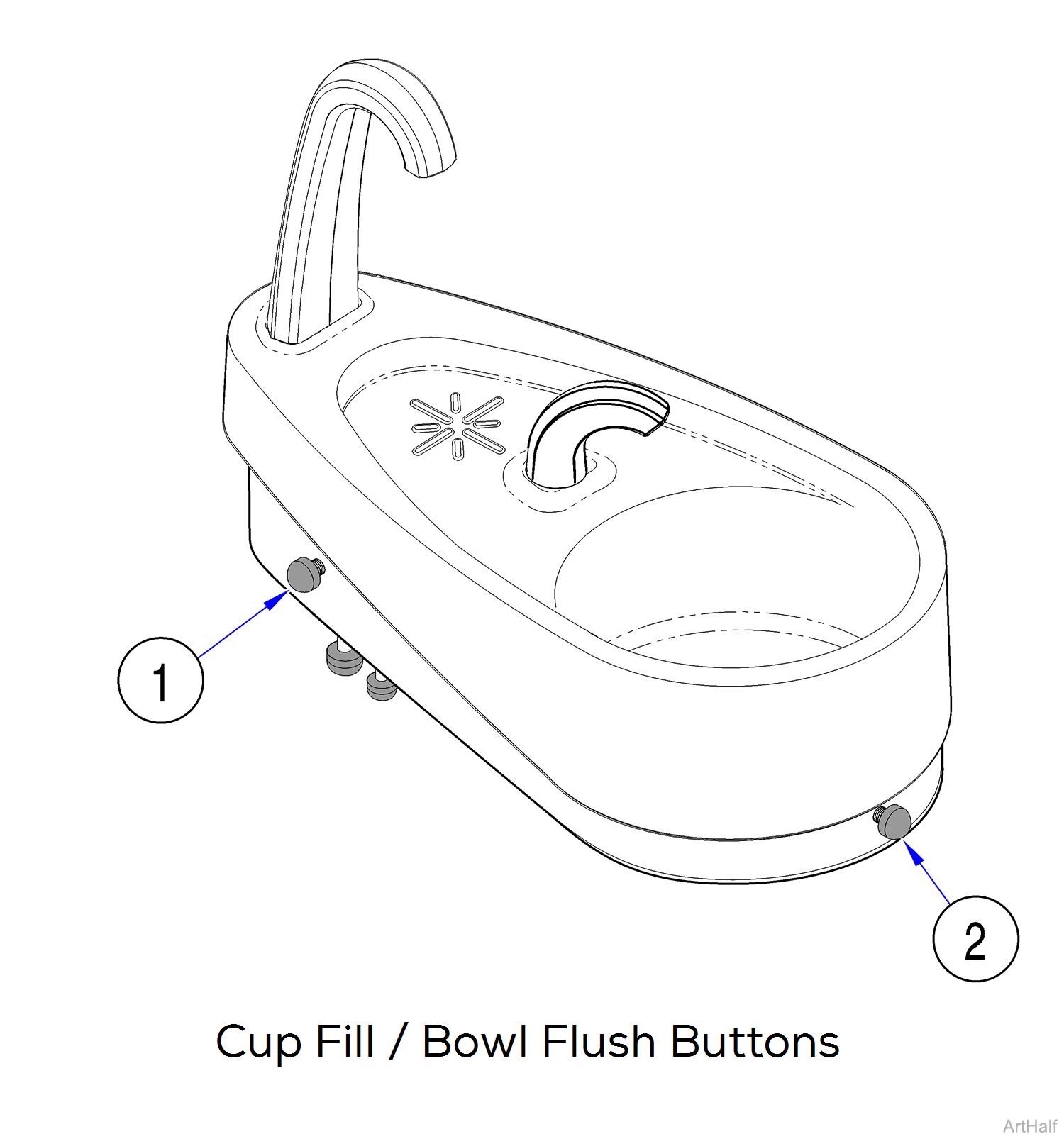 Cuspidor Cup Fill / Bowl Flush Buttons