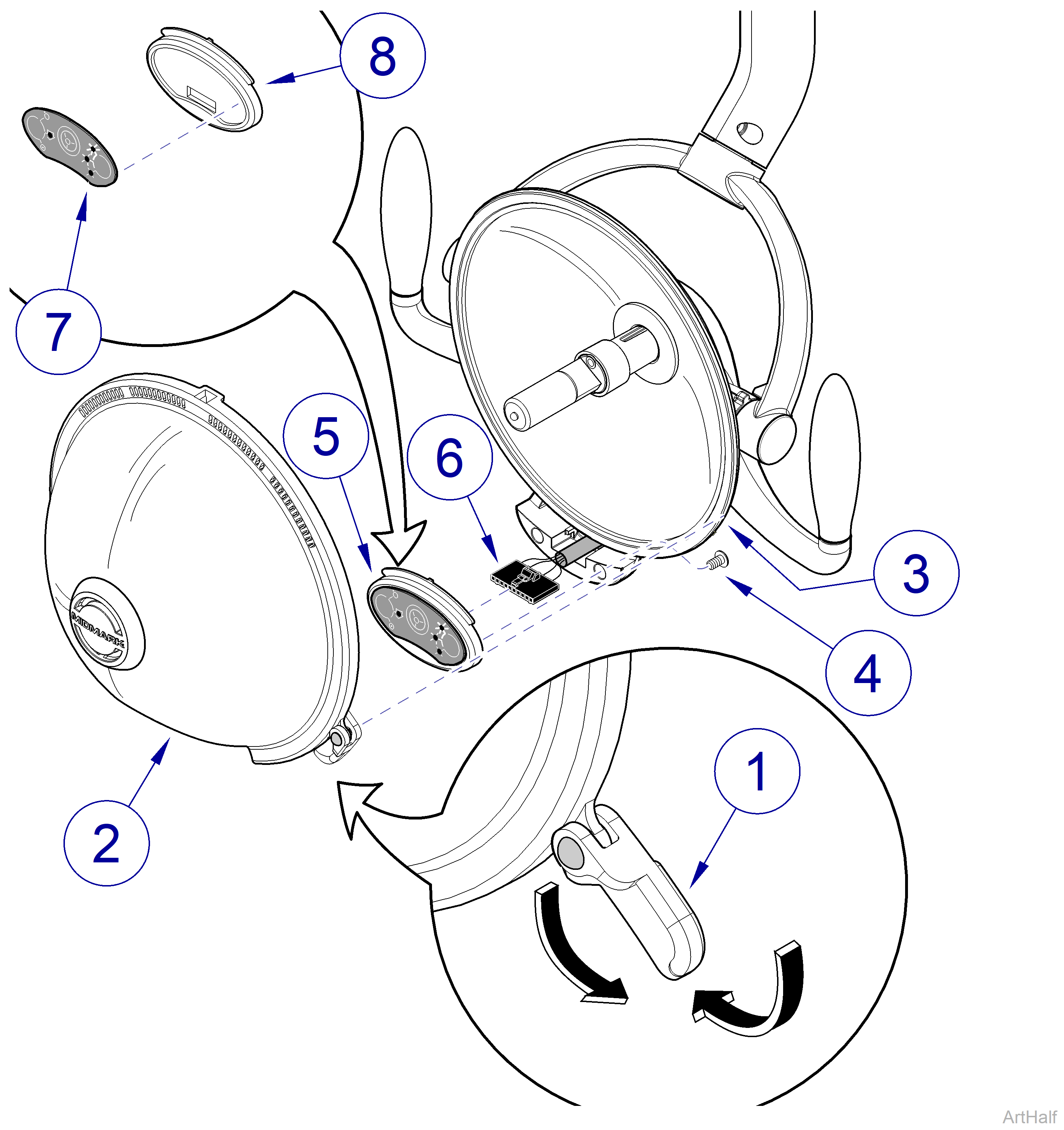 Midmark® Dental Lights Light Control Pendant Access Procedures