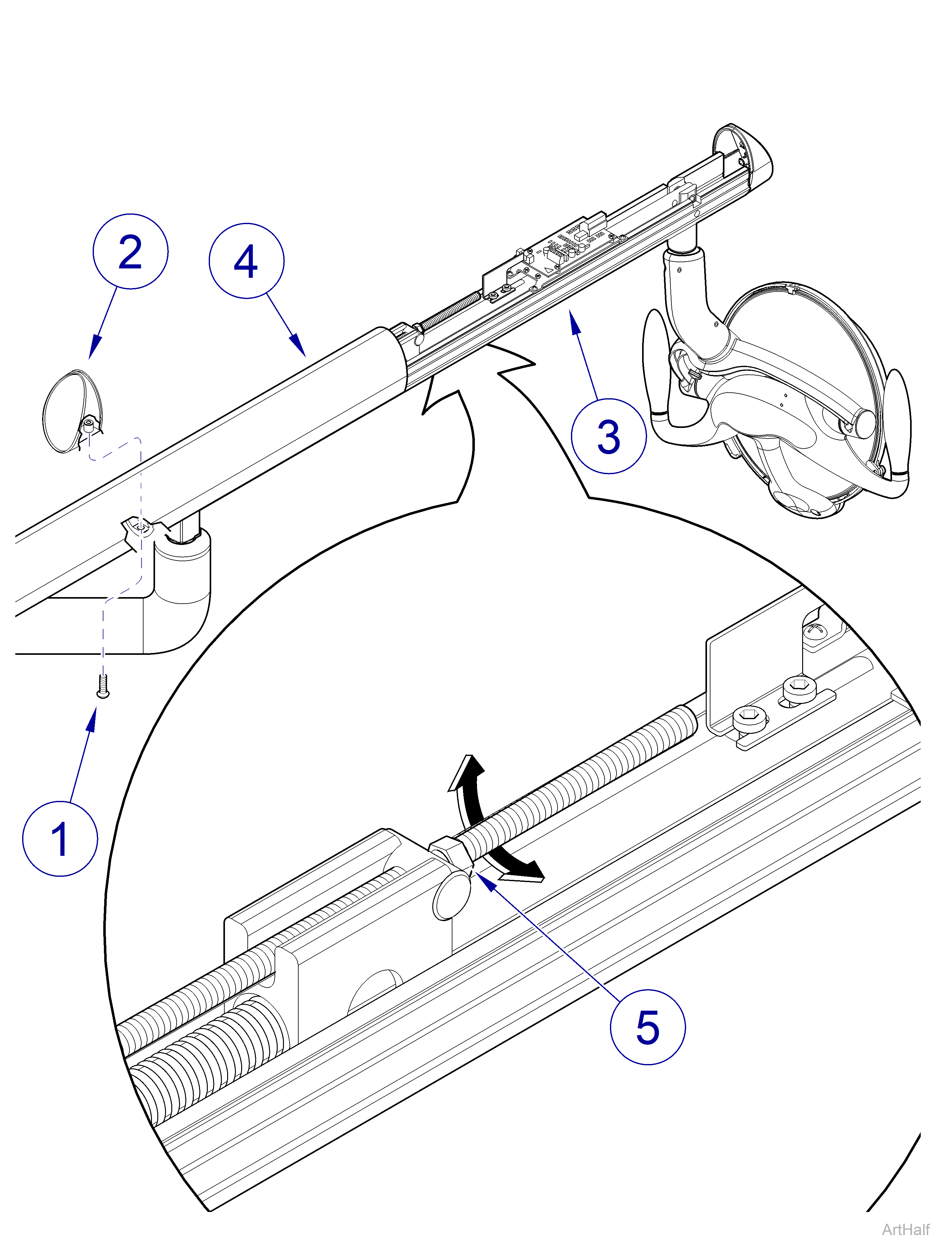 Midmark® Dental Lights Flex Arm Spring Tension Adjustments
