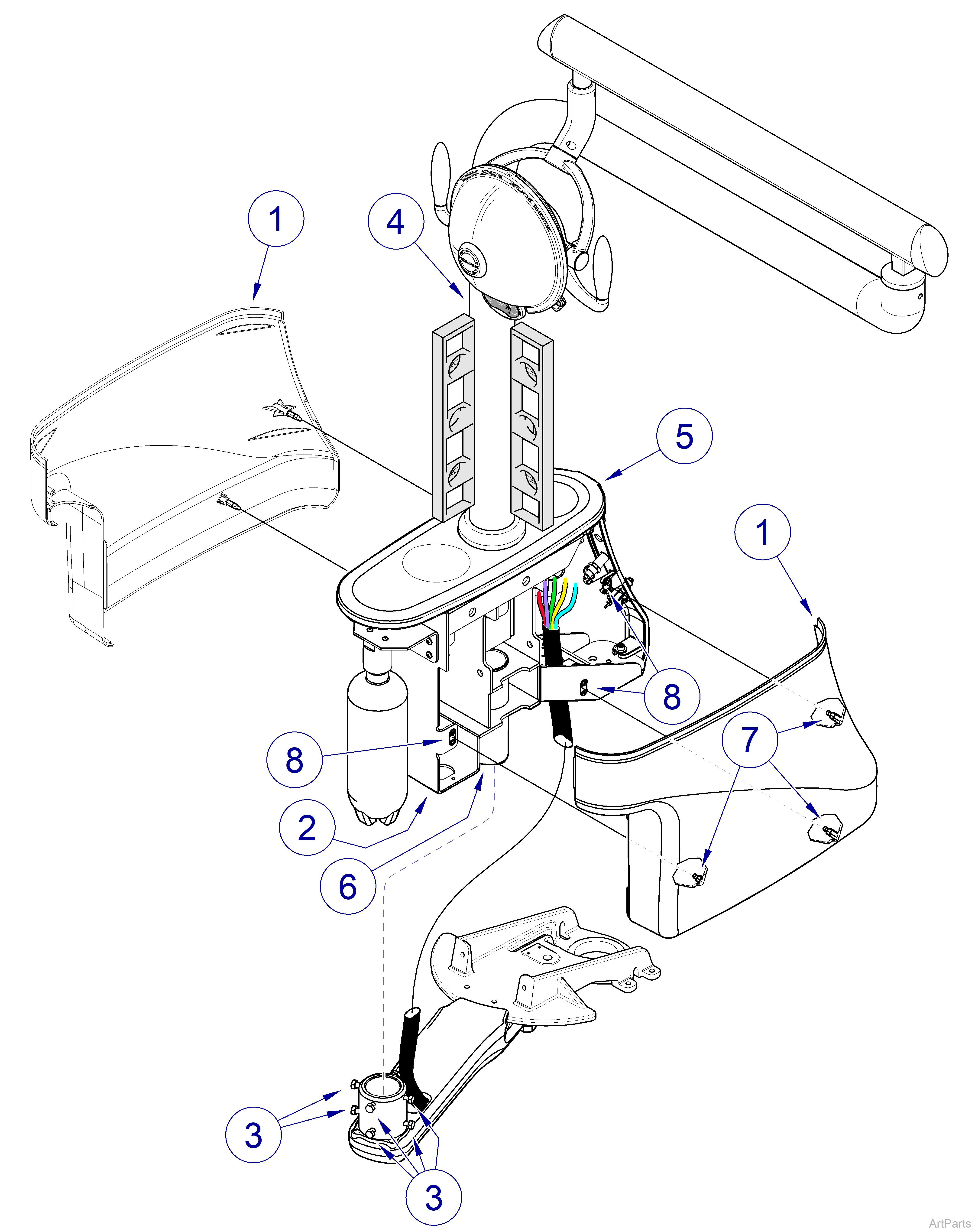 Midmark® Dental Lights Console Light Arm Leveling Adjustments